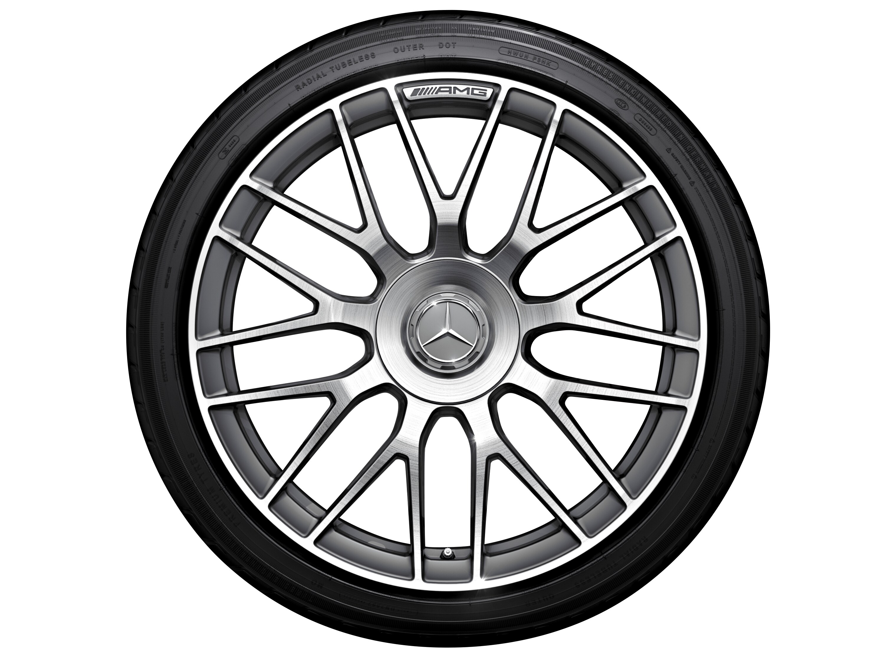 AMG forged wheel in cross-spoke design, 48.3 cm (19-inch) - 9,5 J x 19 ET 56, titanium grey, high-sheen