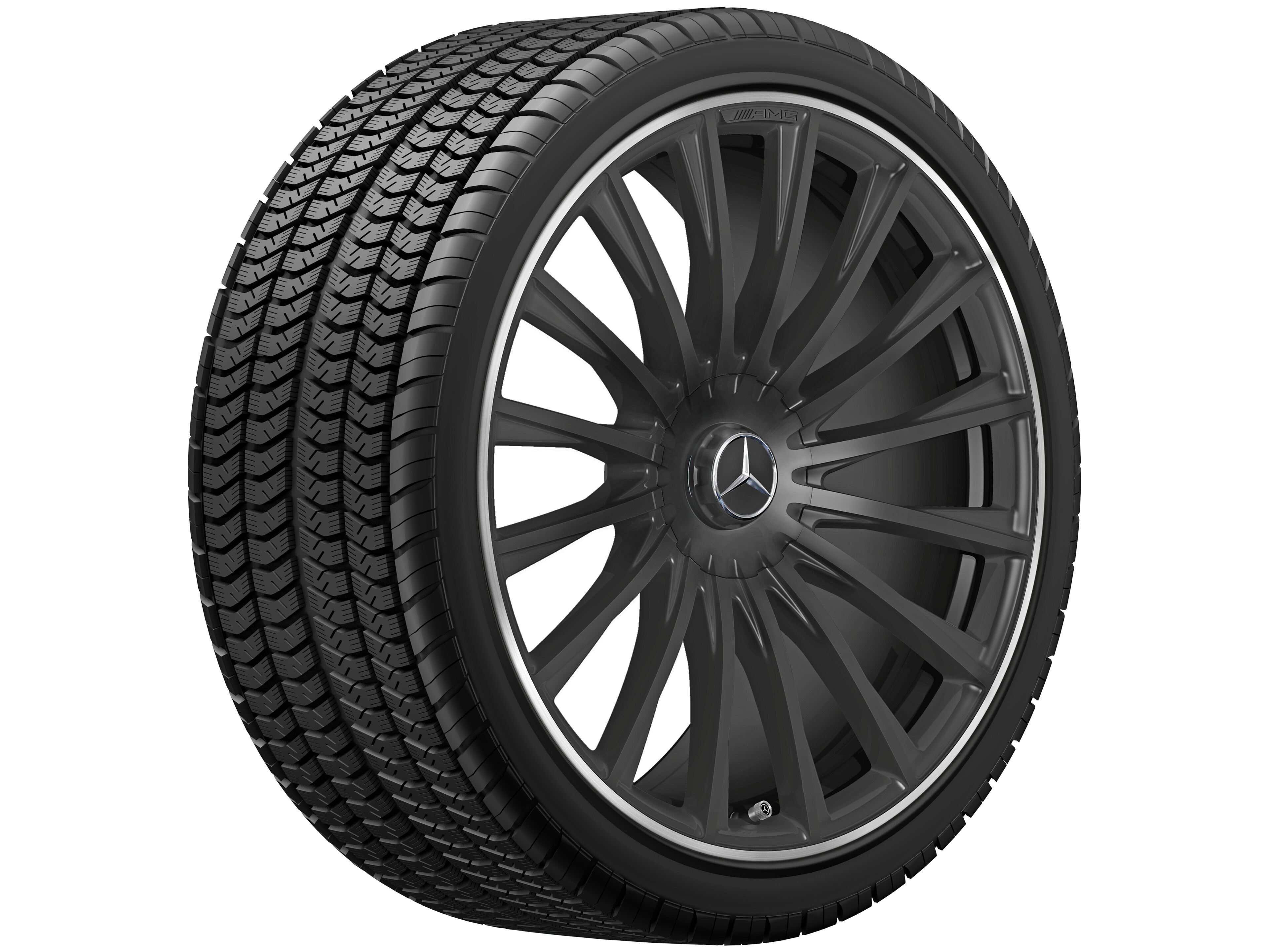 AMG multi-spoke forged wheel, 53.3 cm (21-inch), High-sheen rim flange - 10,5 J x 21 ET 50, matt black, high-sheen rim flange