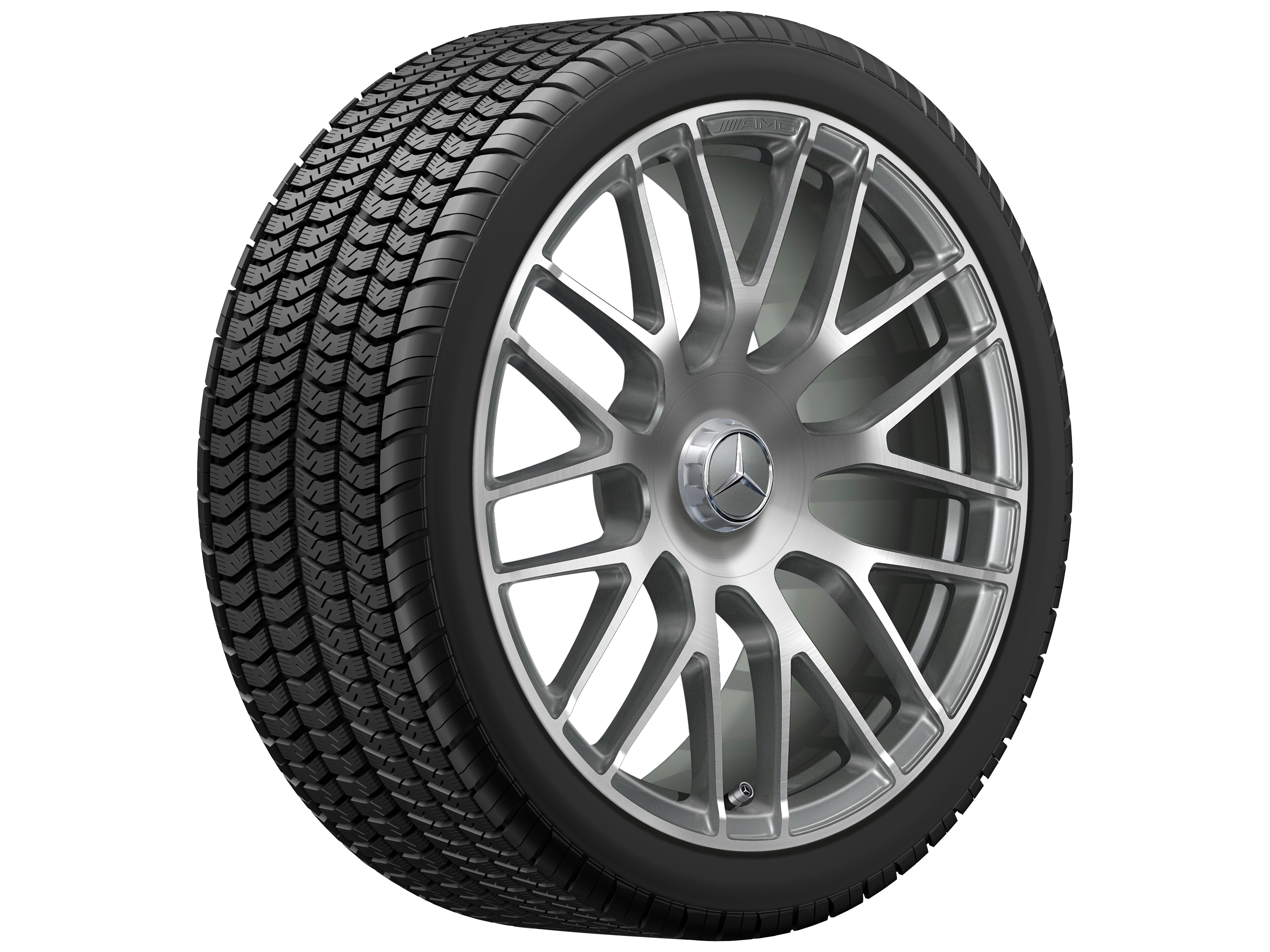 AMG forged wheel in cross-spoke design, 48.3 cm (19-inch) - 9,5 J x 19 ET 56, titanium grey, high-sheen