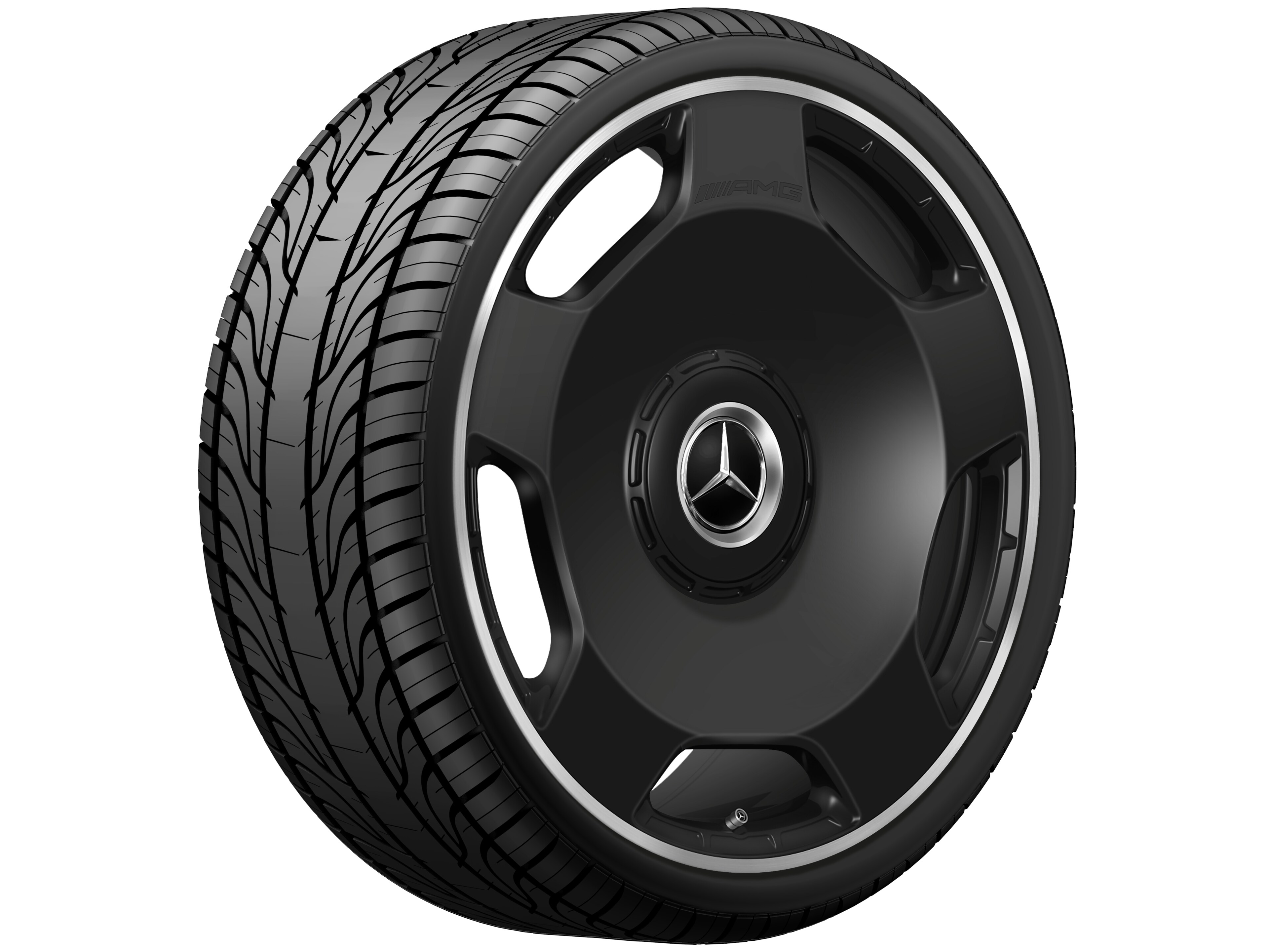 AMG forged wheel in a 5-hole design, 58.4 cm (23-inch), High-sheen rim flange - 10 J x 23 ET 45, matt black, high-sheen rim flange