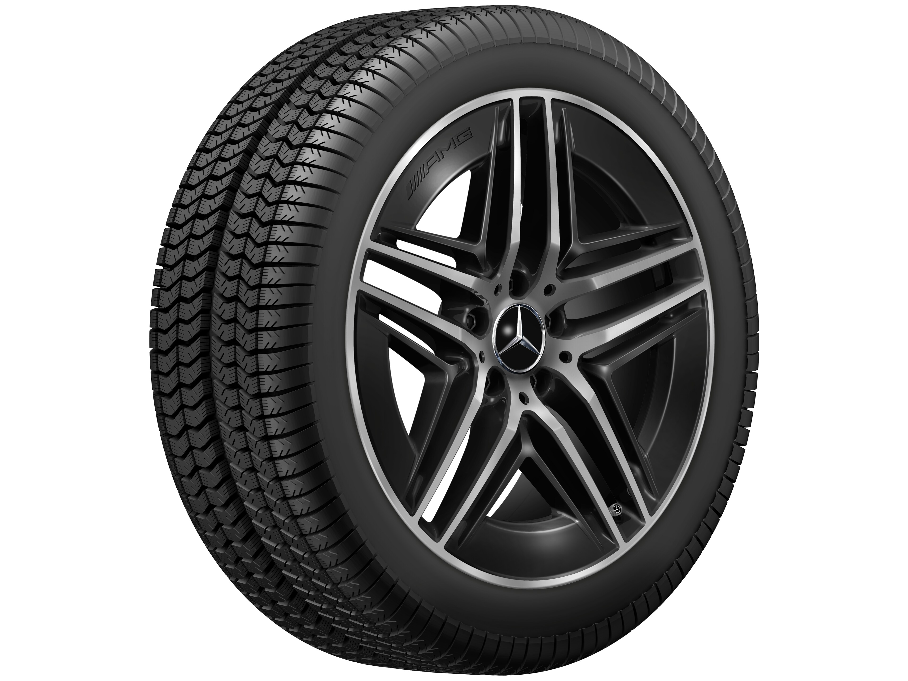 AMG light-alloy wheel, in 5-twin-spoke design, 48.3 cm (19-inch) - 8 J x 19 ET 52, black, high-sheen