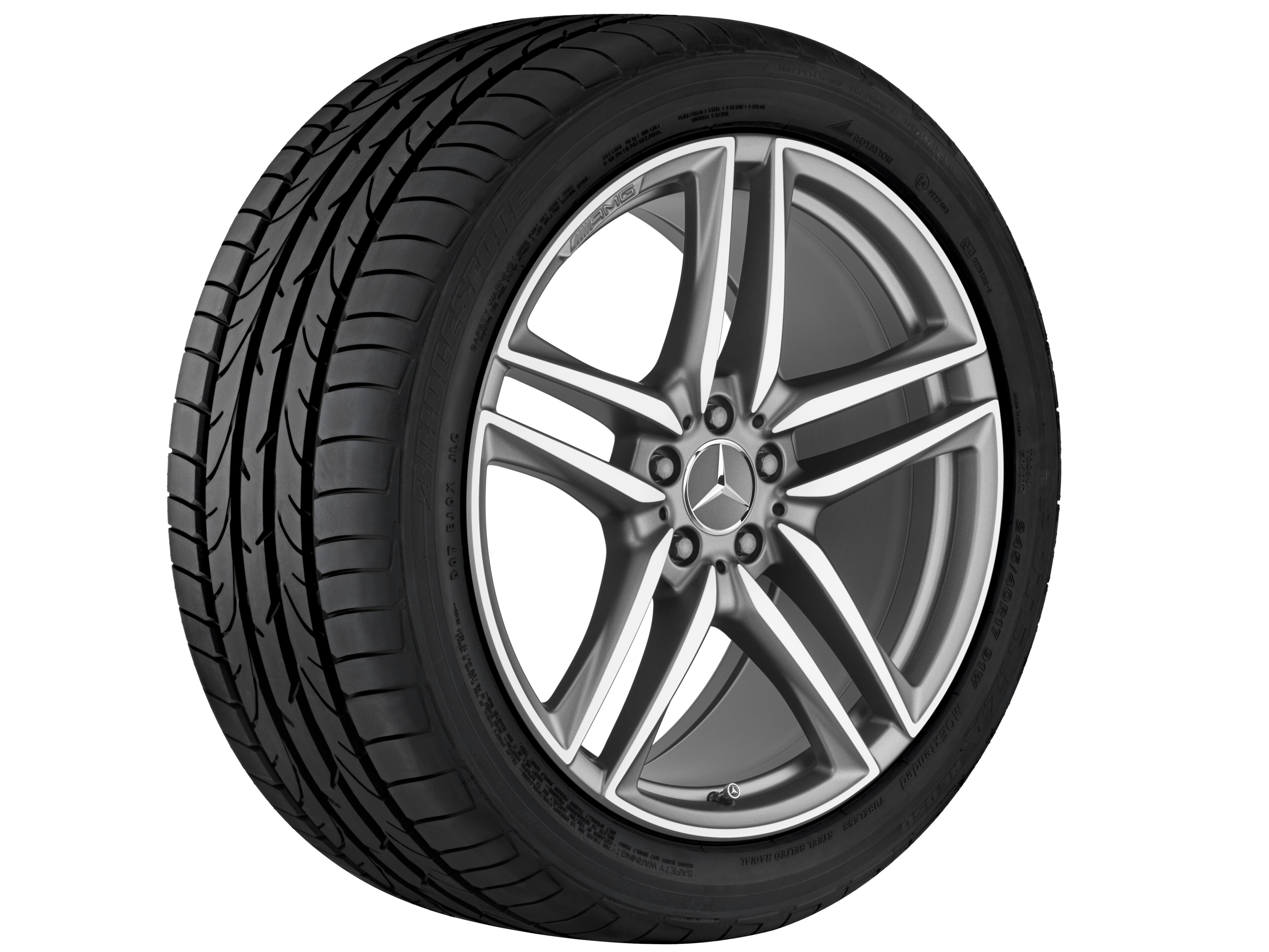 AMG 5-twin-spoke wheel, 50.8 cm (20-inch) - 10 J x 20 ET 55, matt titanium grey, high-sheen