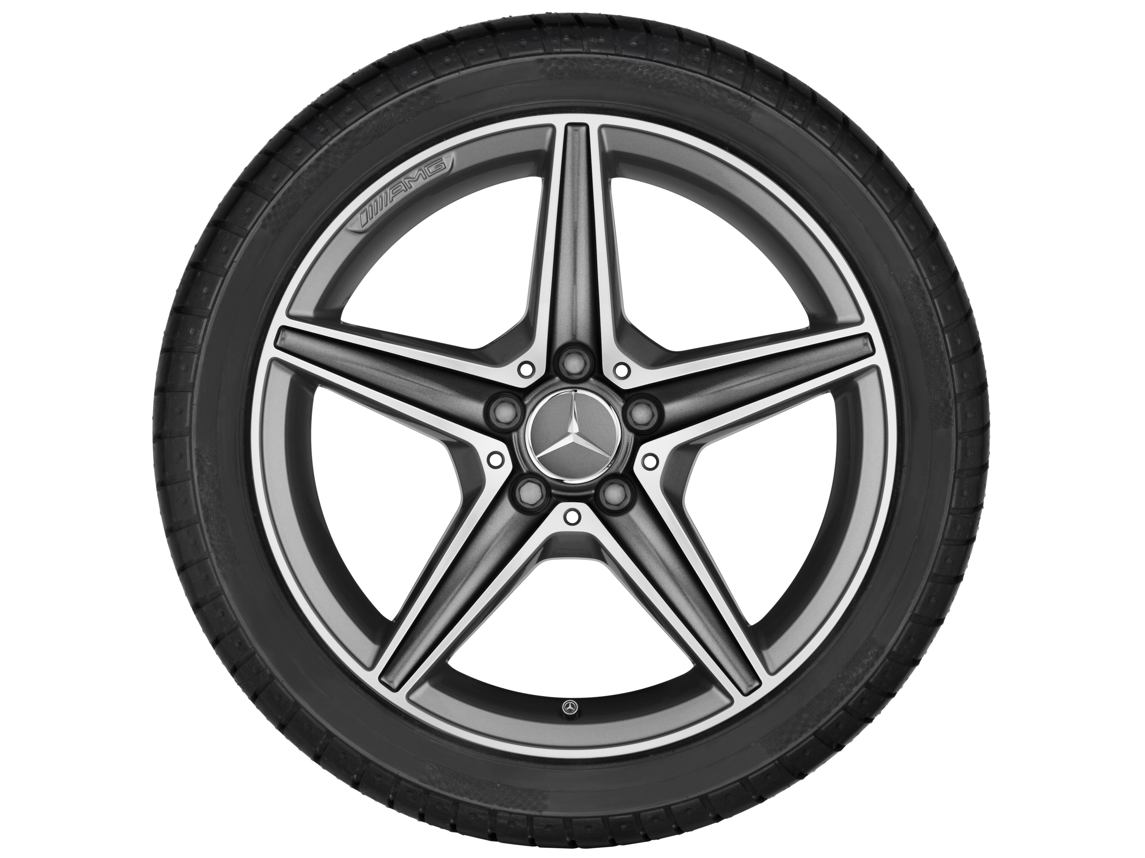 AMG 5-spoke wheel, 45.7 cm (18-inch) - 7,5 J x 18 ET 44, titanium grey, high-sheen