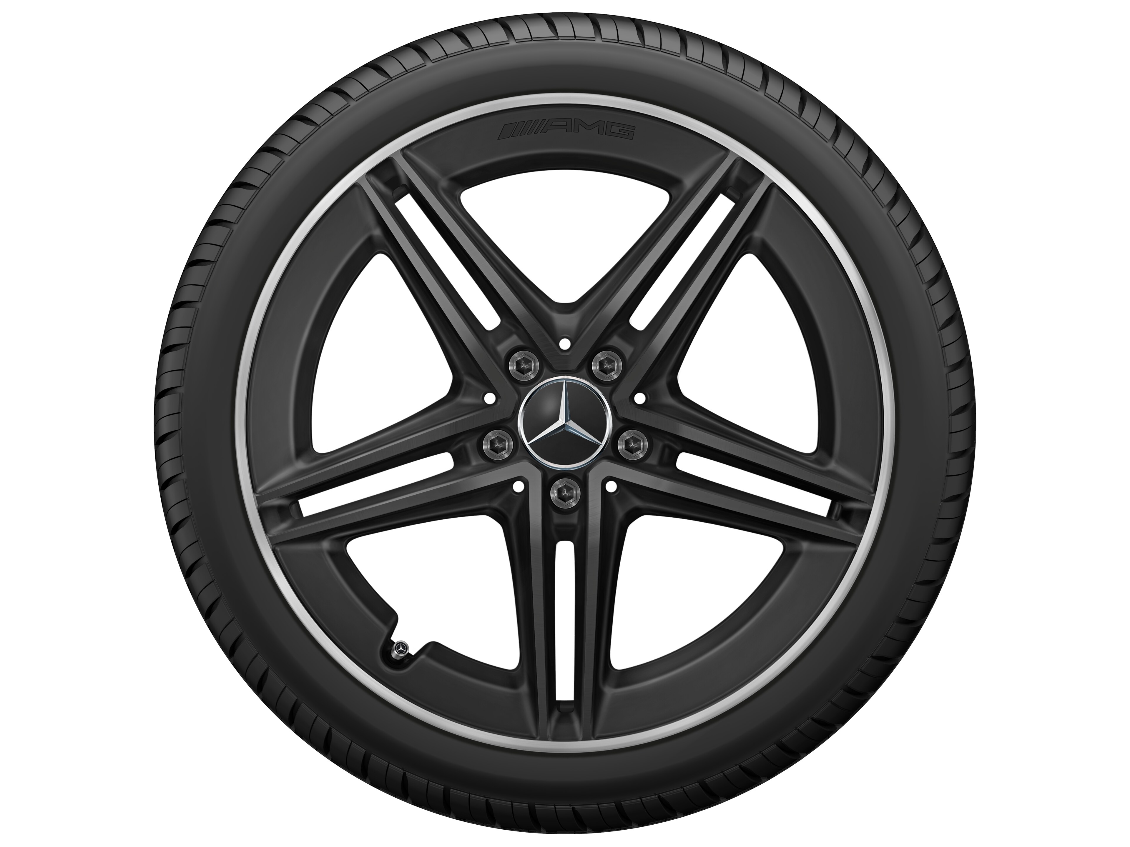 AMG 5-twin-spoke wheel, 48.3 cm (19-inch), High-sheen rim flange - 9 J x 19 ET 52, matt black