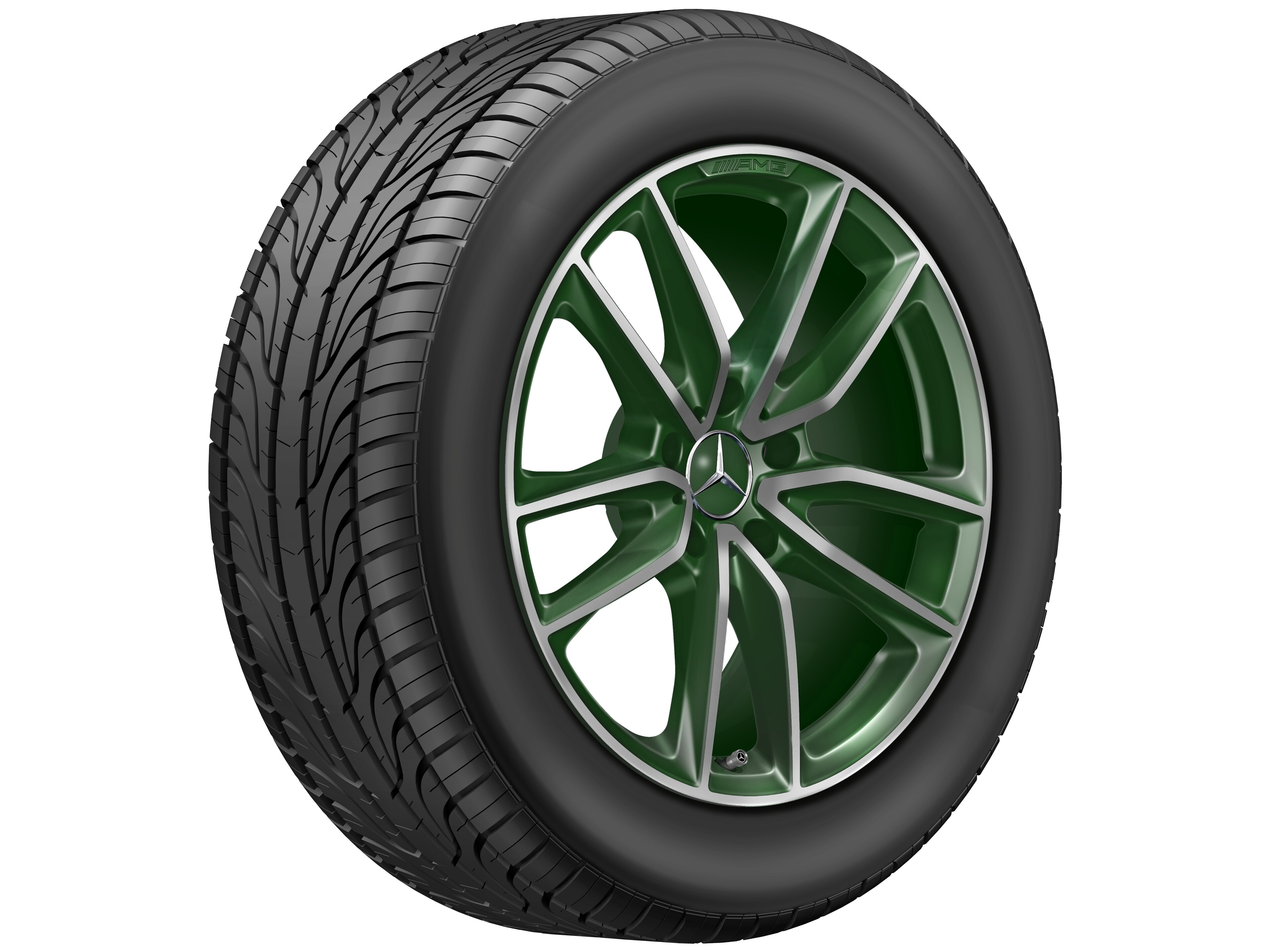 AMG 5-twin-spoke wheel, 50.8 cm (20-inch) - 8,5 J x 20 ET 32, designo olive, high-sheen