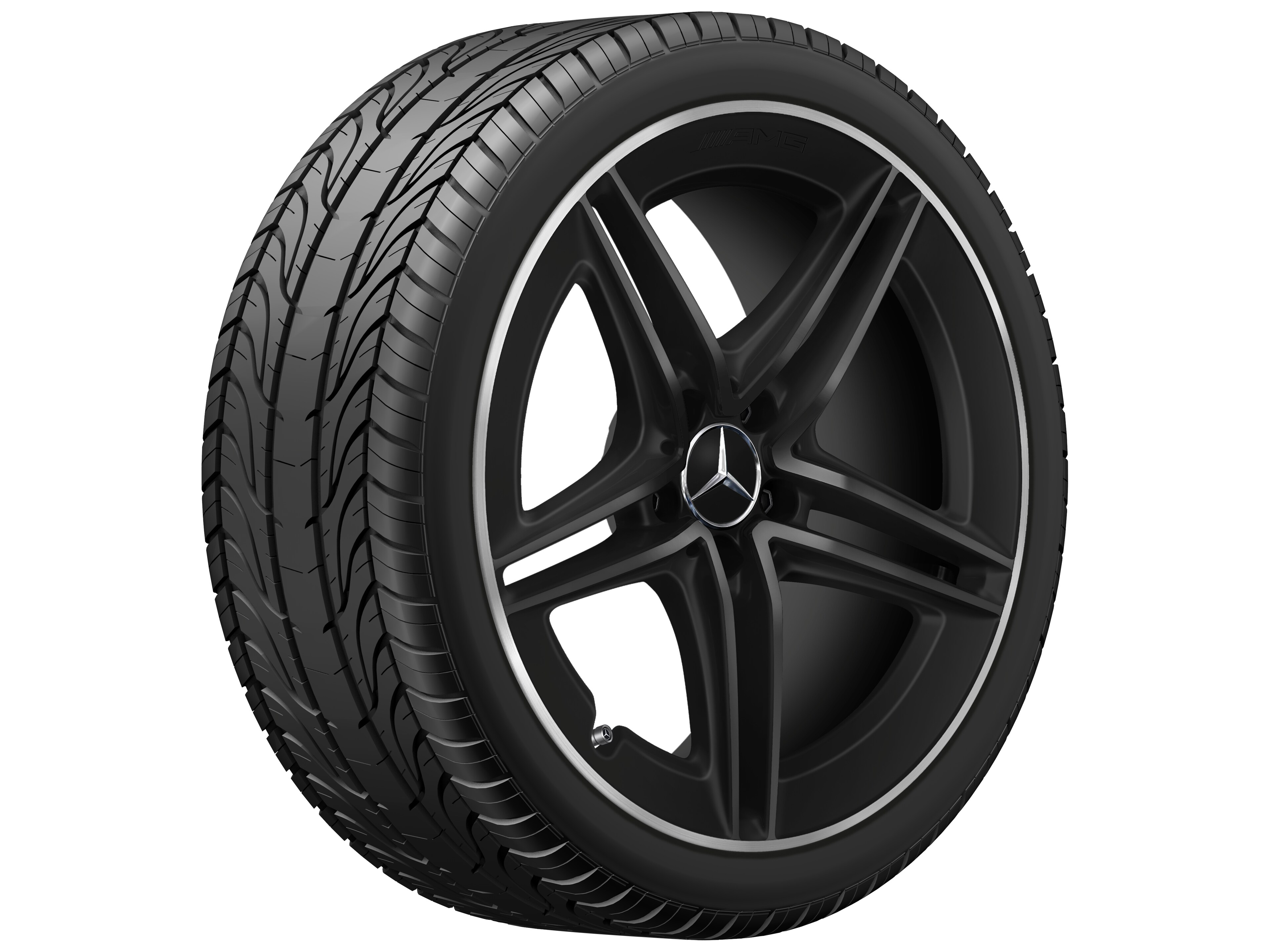 AMG 5-twin-spoke wheel, 48.3 cm (19-inch), High-sheen rim flange - 9 J x 19 ET 52, matt black
