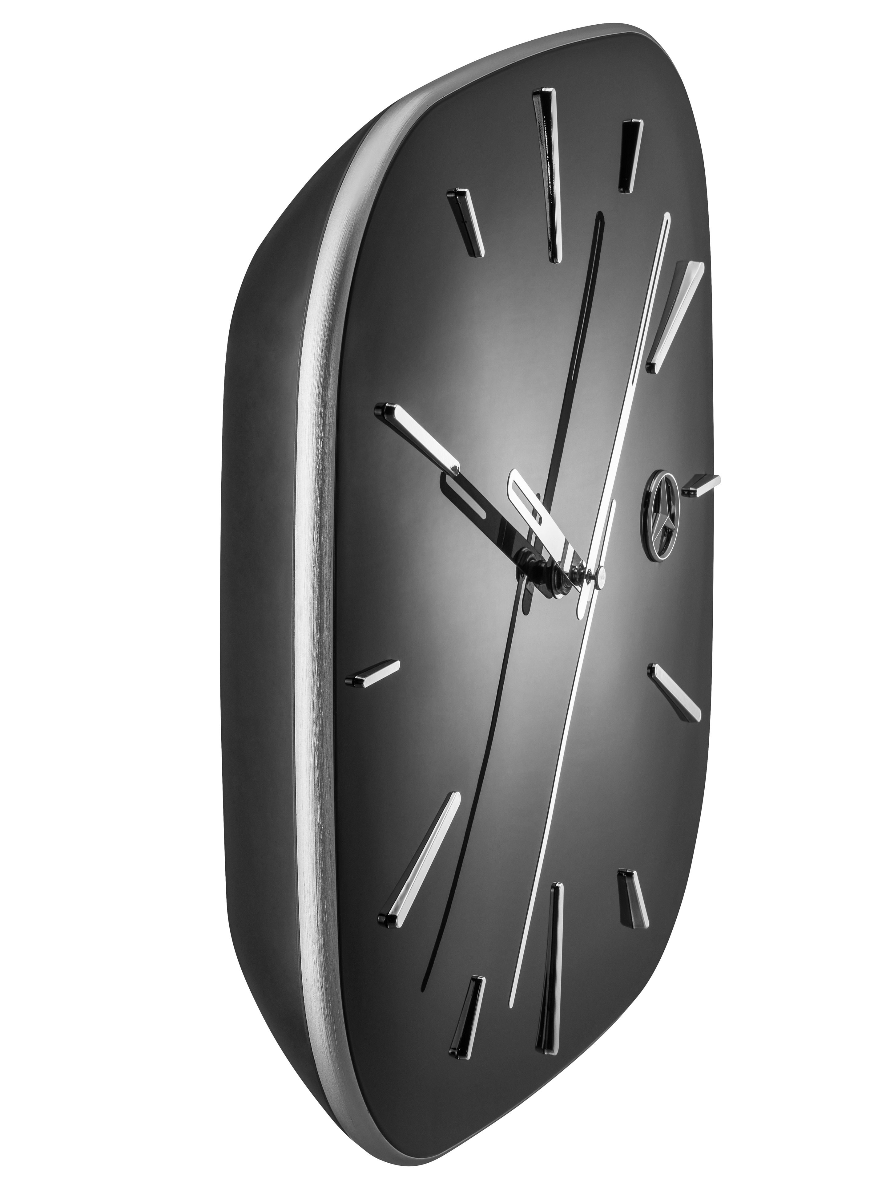 Wall clock, business - black / silver-coloured, Plastic