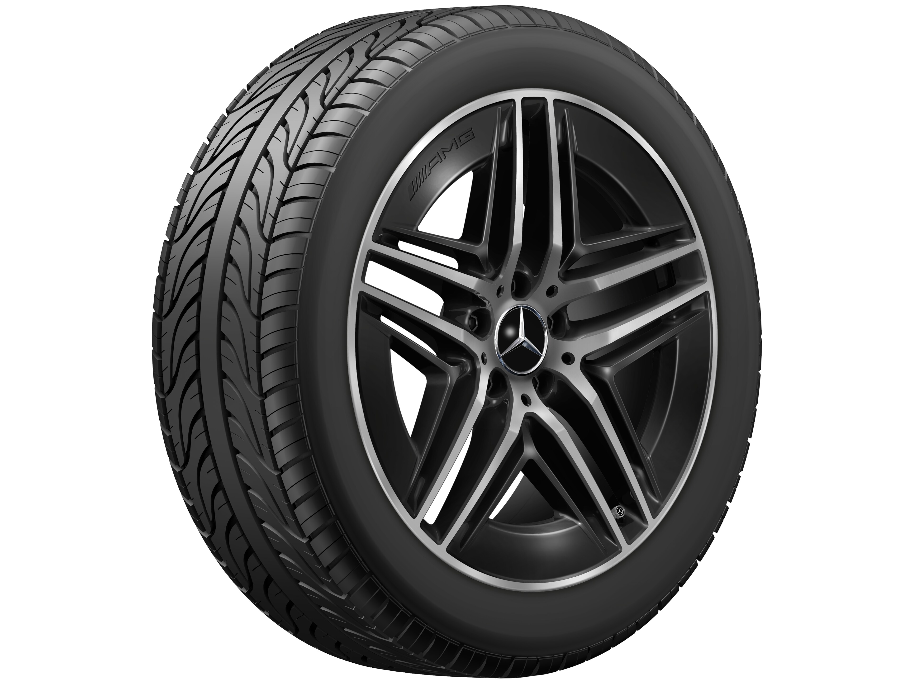 AMG light-alloy wheel, in 5-twin-spoke design, 48.3 cm (19-inch) - 8 J x 19 ET 52, black, high-sheen
