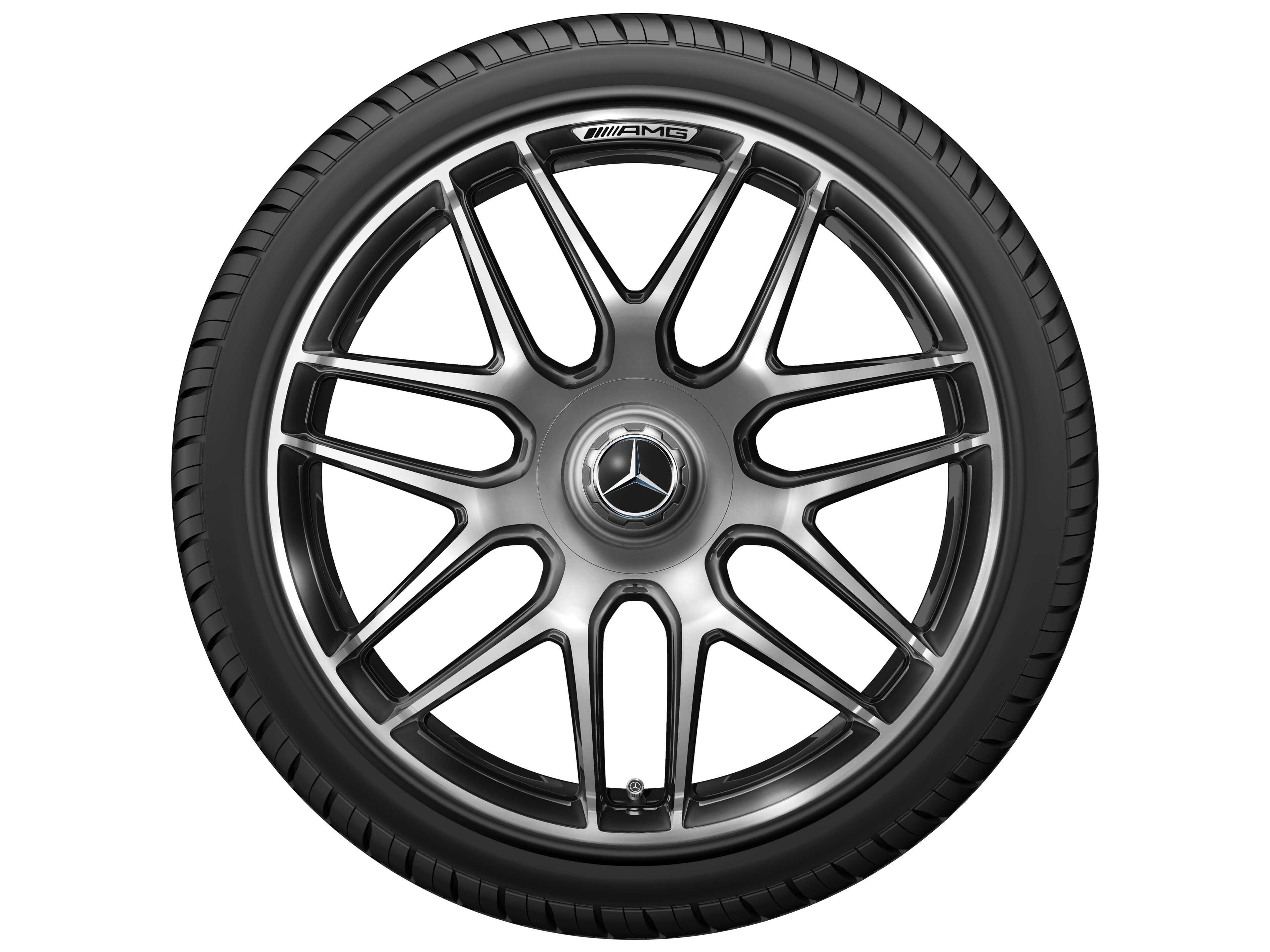 AMG forged wheel in cross-spoke design, 50.8 cm (20-inch), High-sheen rim flange - 9,5 J x 20 ET 25, dark platinum gloss, high-sheen rim flange