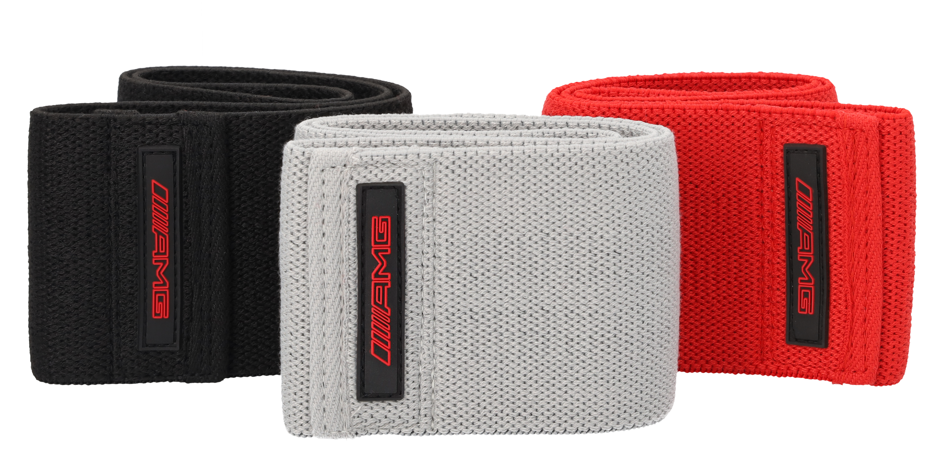 AMG fitness straps, Set of 3 - black / red / grey, Polyester / Latex