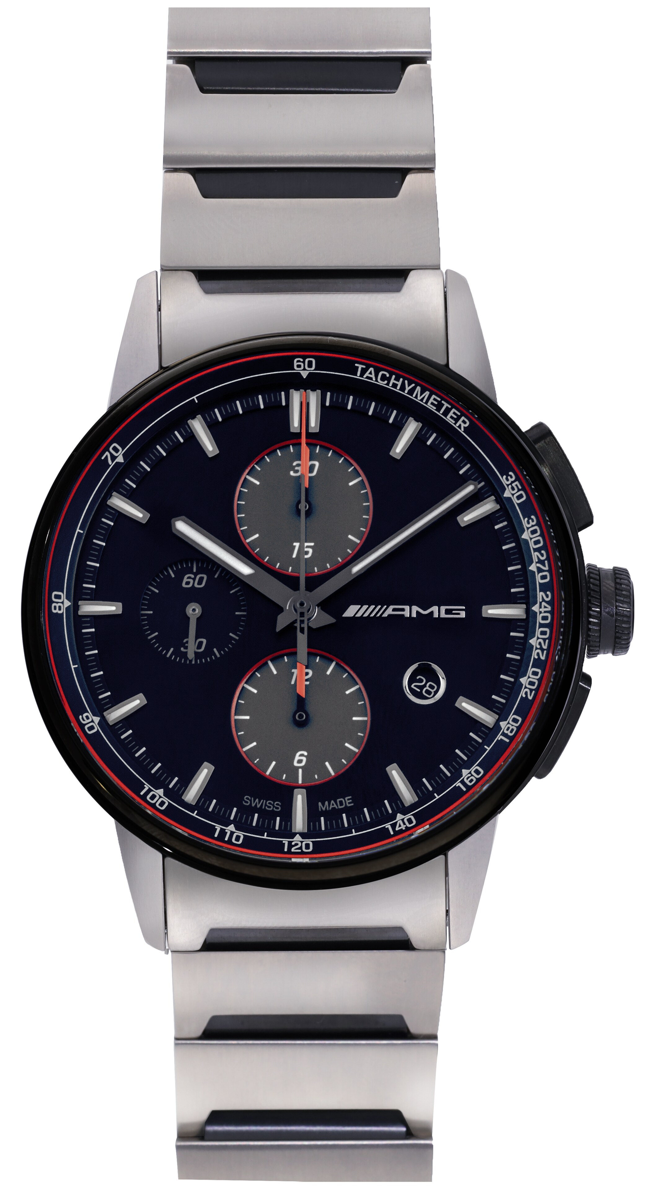 AMG automatic chronograph, Men, business - black / anthracite / red, Stainless steel / Titanium