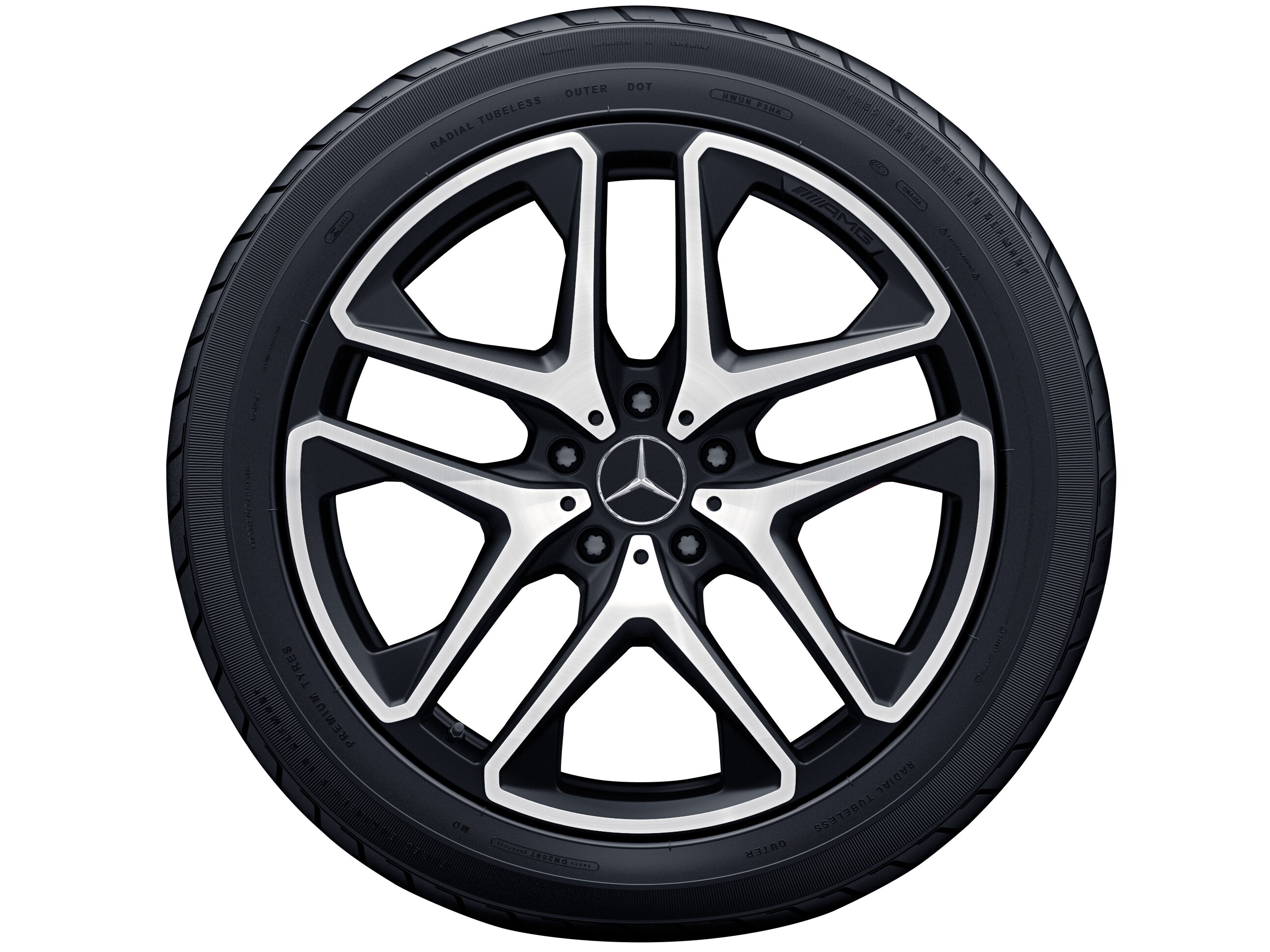 AMG 5-twin-spoke wheel, 53.3 cm (21-inch) - 10 J x 21 ET 33, matt black, high-sheen