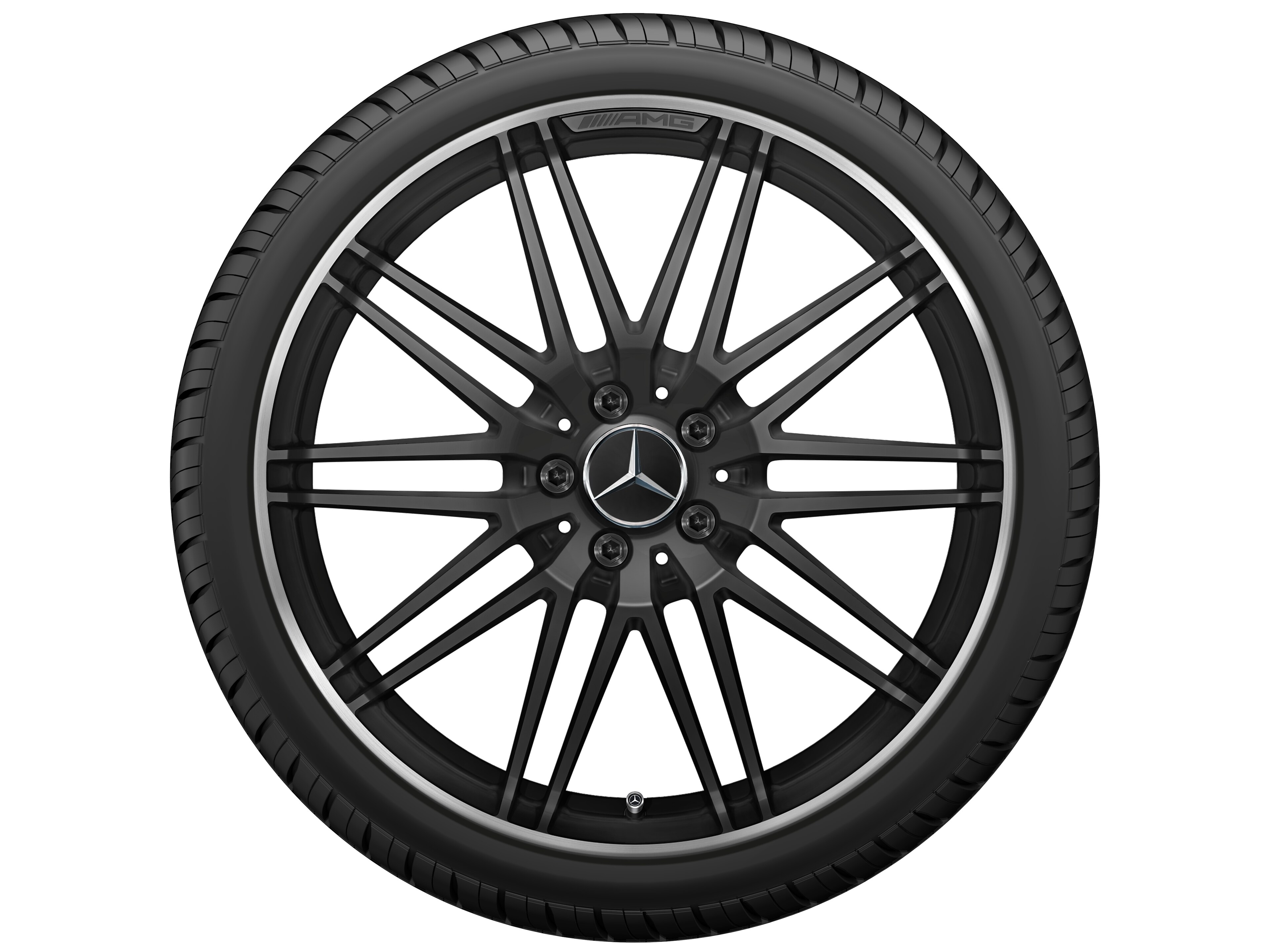 AMG forged wheel in 10-spoke design, 50.8 cm (20-inch), High-sheen rim flange - 11 J x 20 ET 68, matt black, high-sheen rim flange