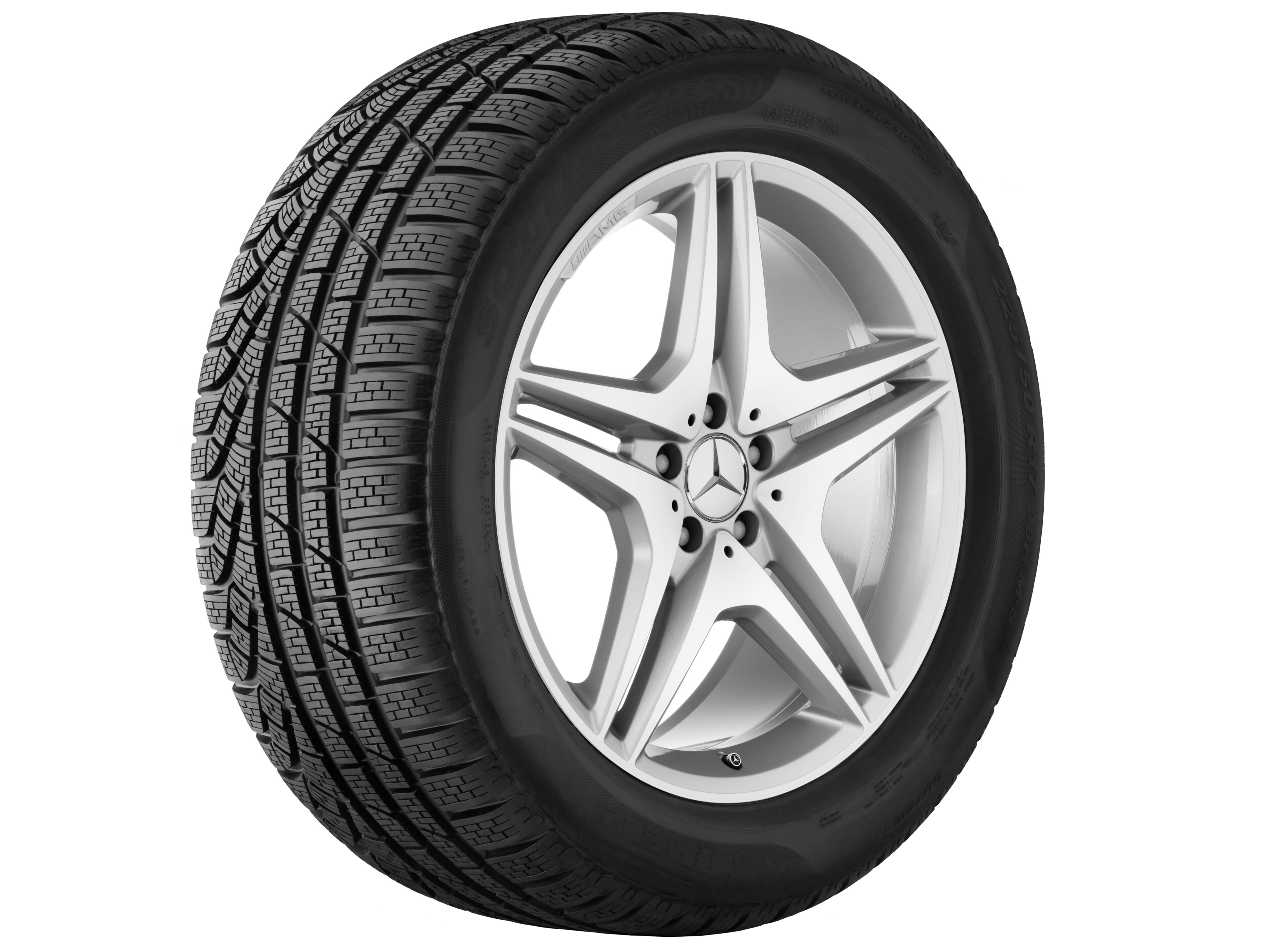 AMG 5-twin-spoke wheel, 50.8 cm (20-inch) - 8,5 J x 20 ET 43, silver-coloured, high-sheen
