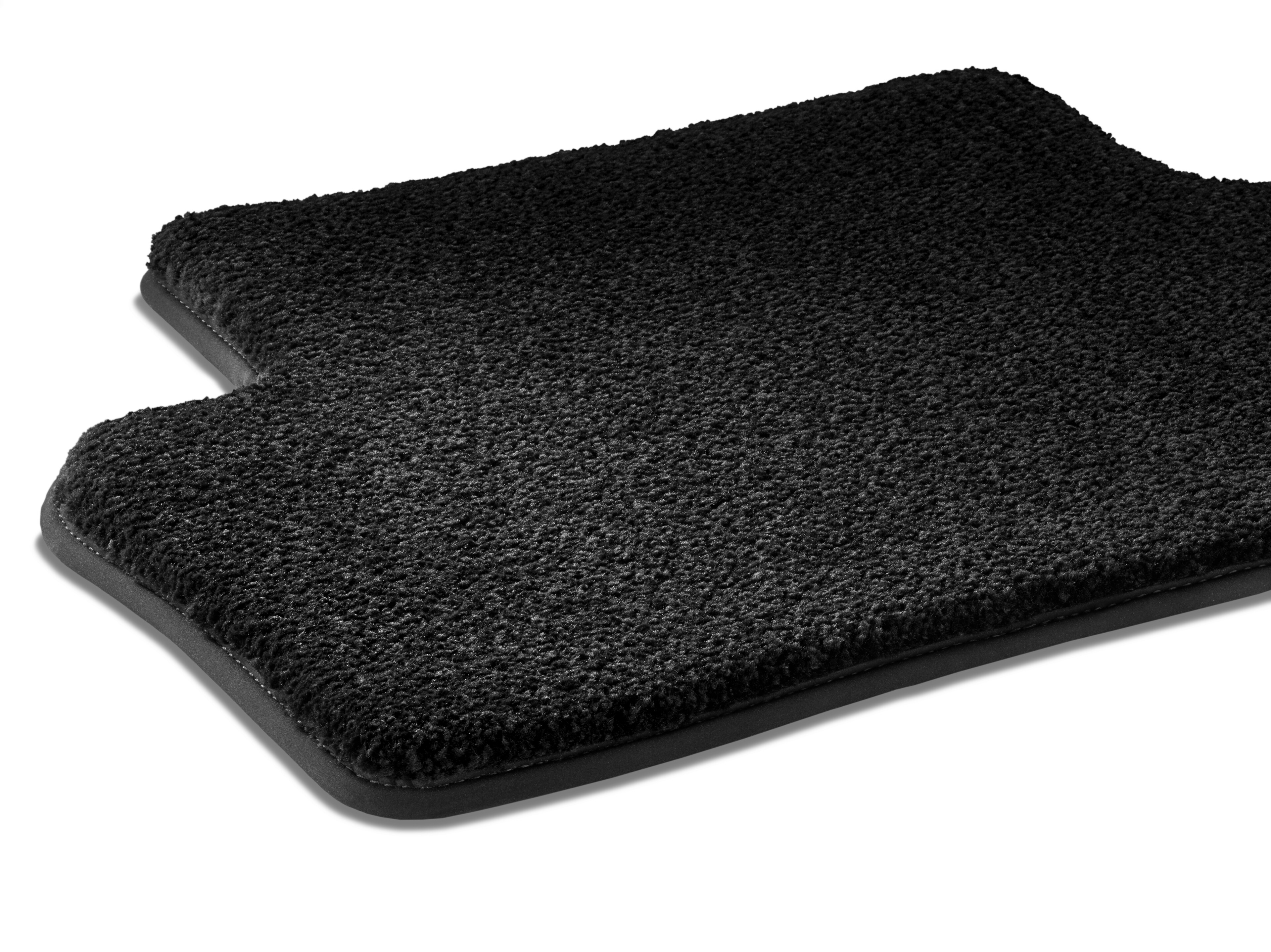 Velour floor mats EXCLUSIVE, Rear, with transmission tunnel mat, Set of 3 - LHD/RHD, black, Black edging
