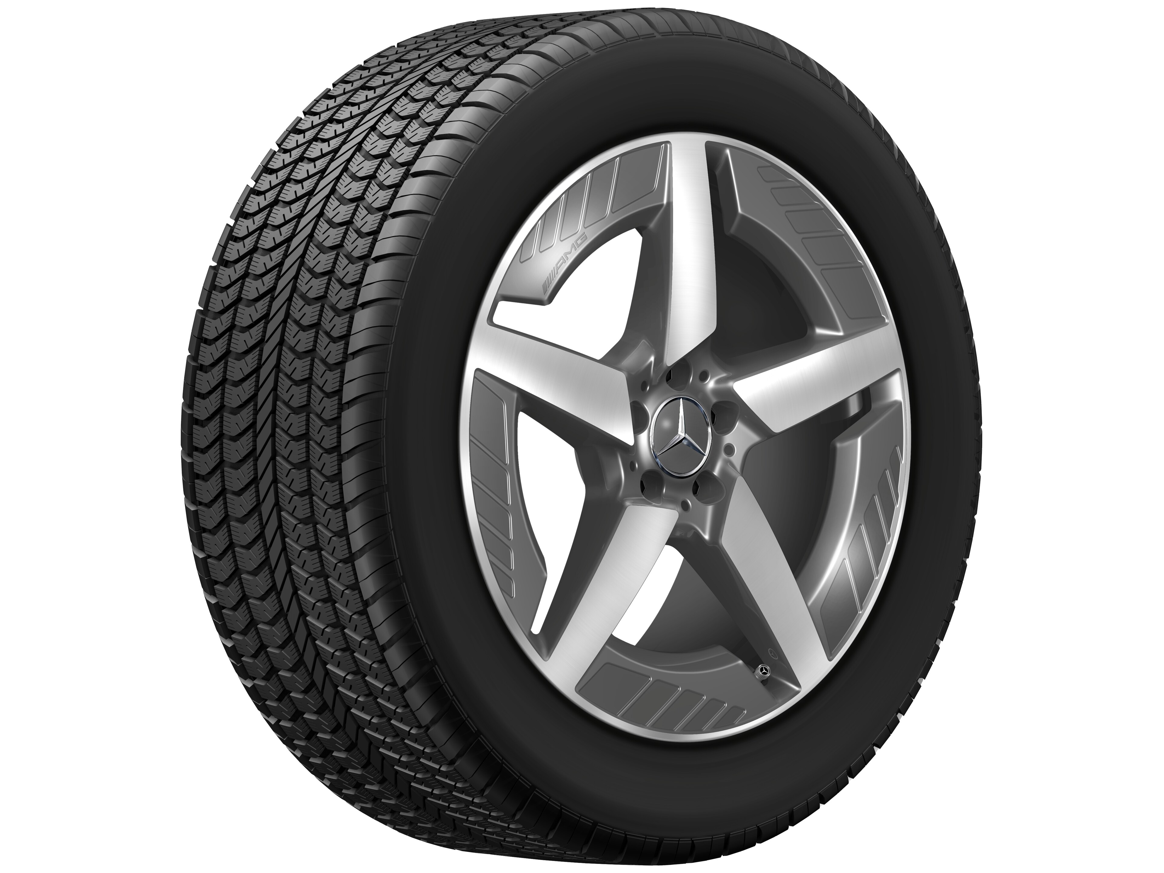 AMG light-alloy wheel, in 5-spoke design, 50.8 cm (20-inch) - 9 J x 20 ET 57,1, tantalite grey, high-sheen
