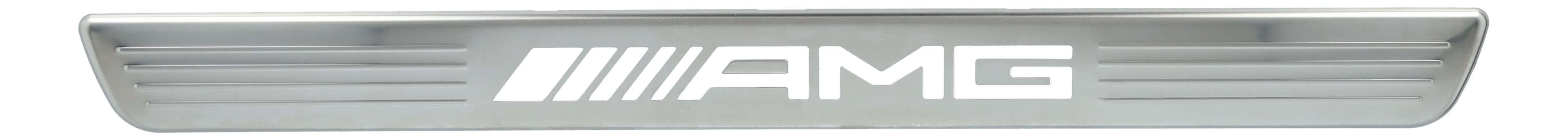 Wechselcover für beleuchtete Einstiegsleiste, AMG, vorne, 2-fach - Edelstahl, silberfarben / weiß