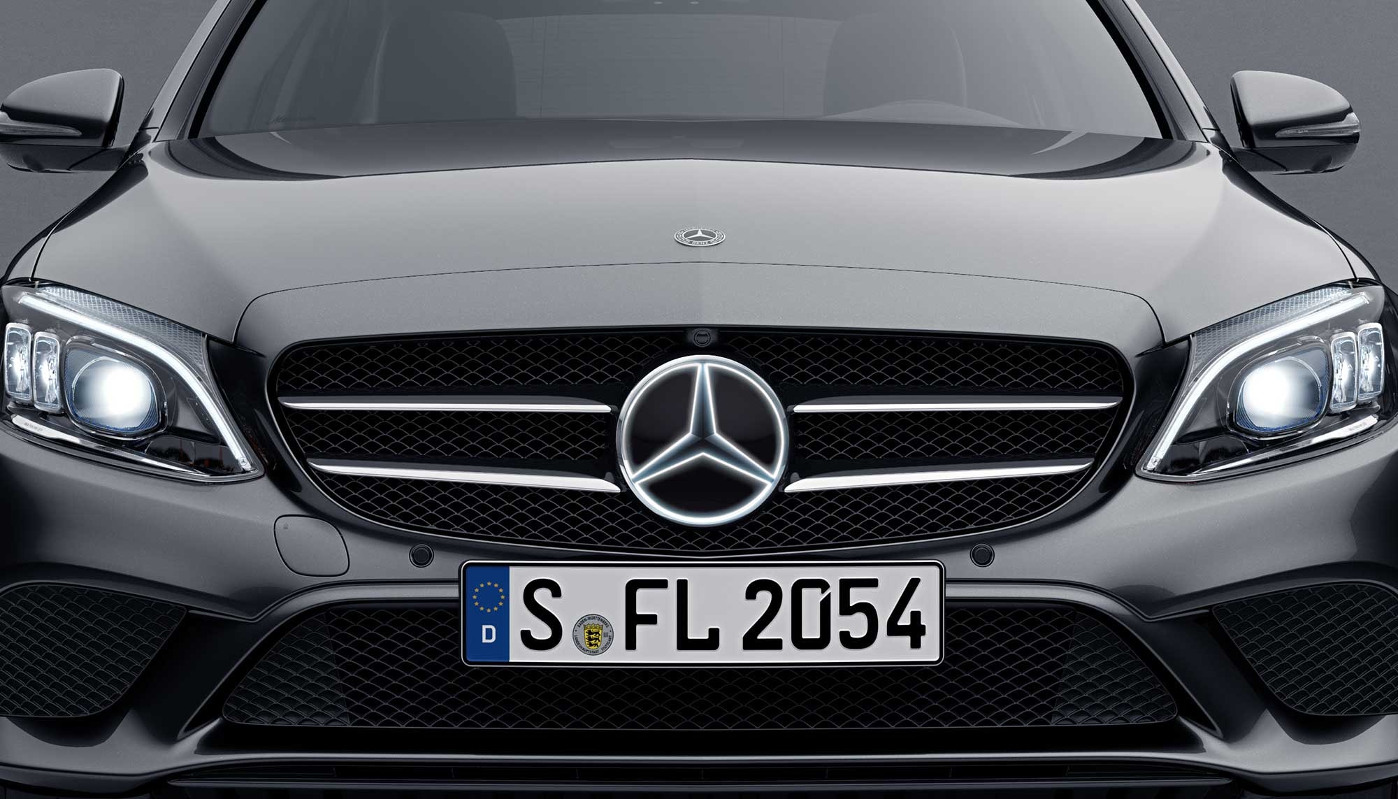 Illuminated Mercedes star, Attachment part - chrome