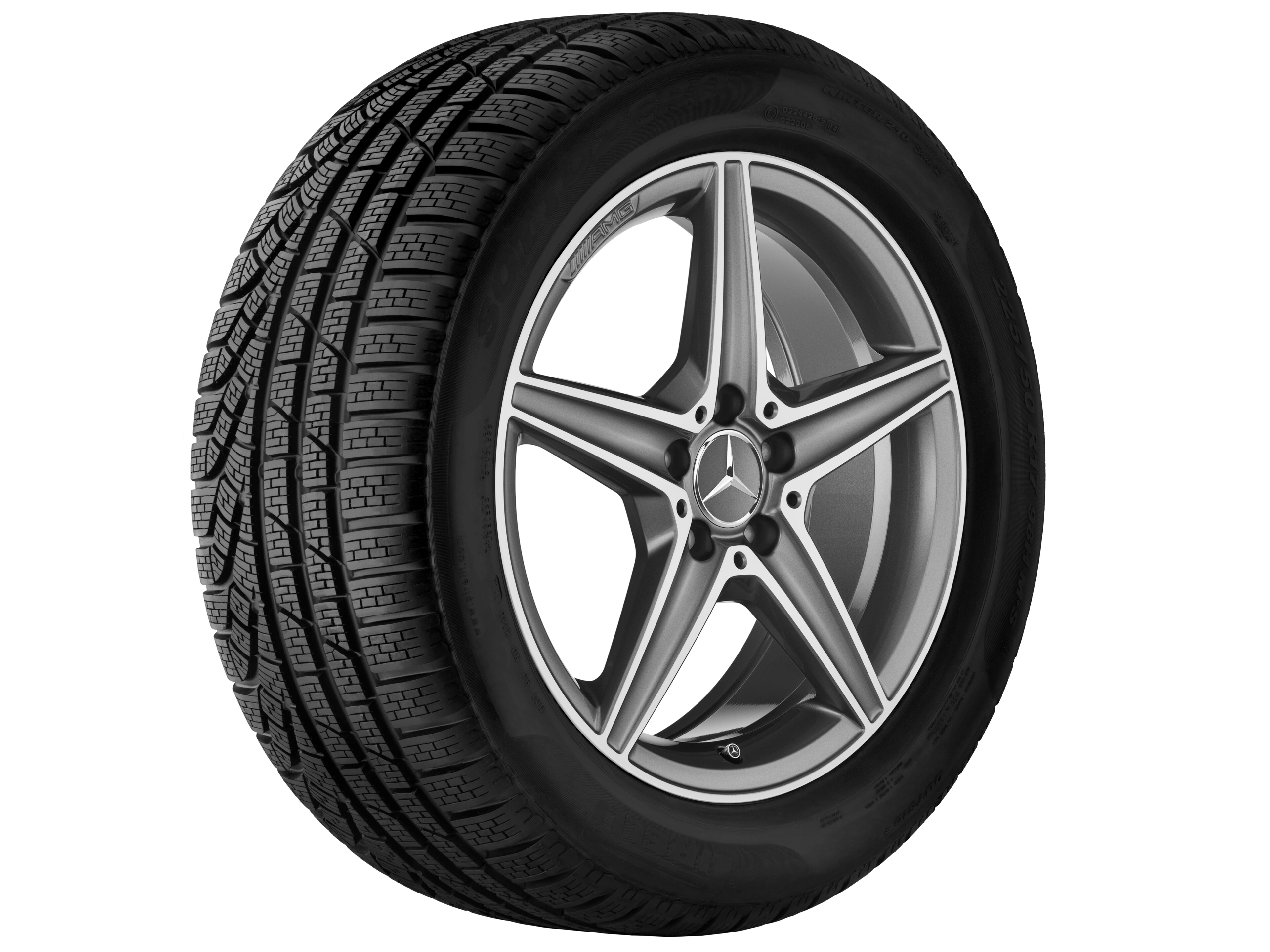 AMG 5-spoke wheel, 45.7 cm (18-inch) - 7,5 J x 18 ET 44, titanium grey, high-sheen