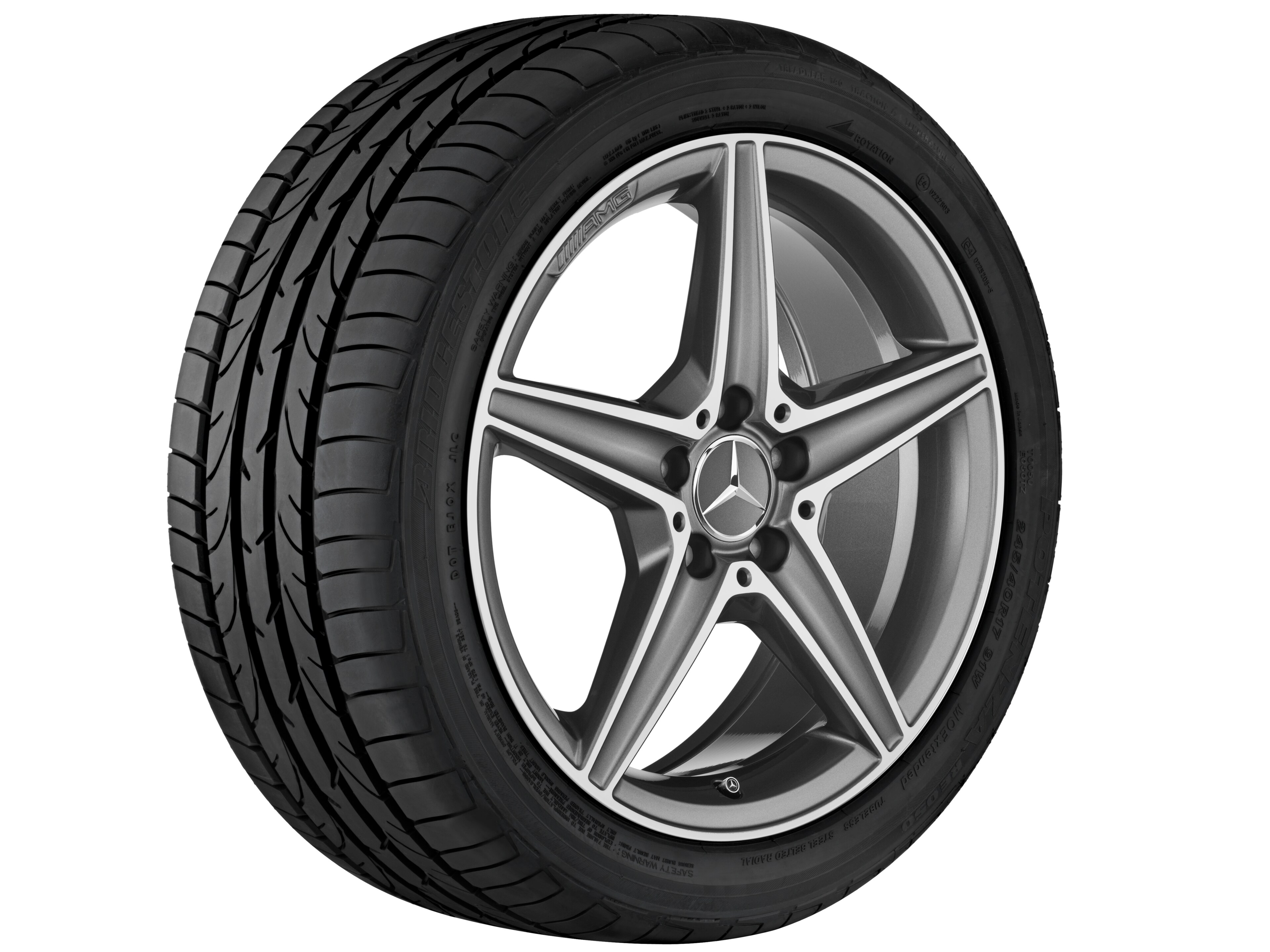 AMG 5-spoke wheel, 45.7 cm (18-inch) - 7,5 J x 18 ET 44, titanium grey, high-sheen