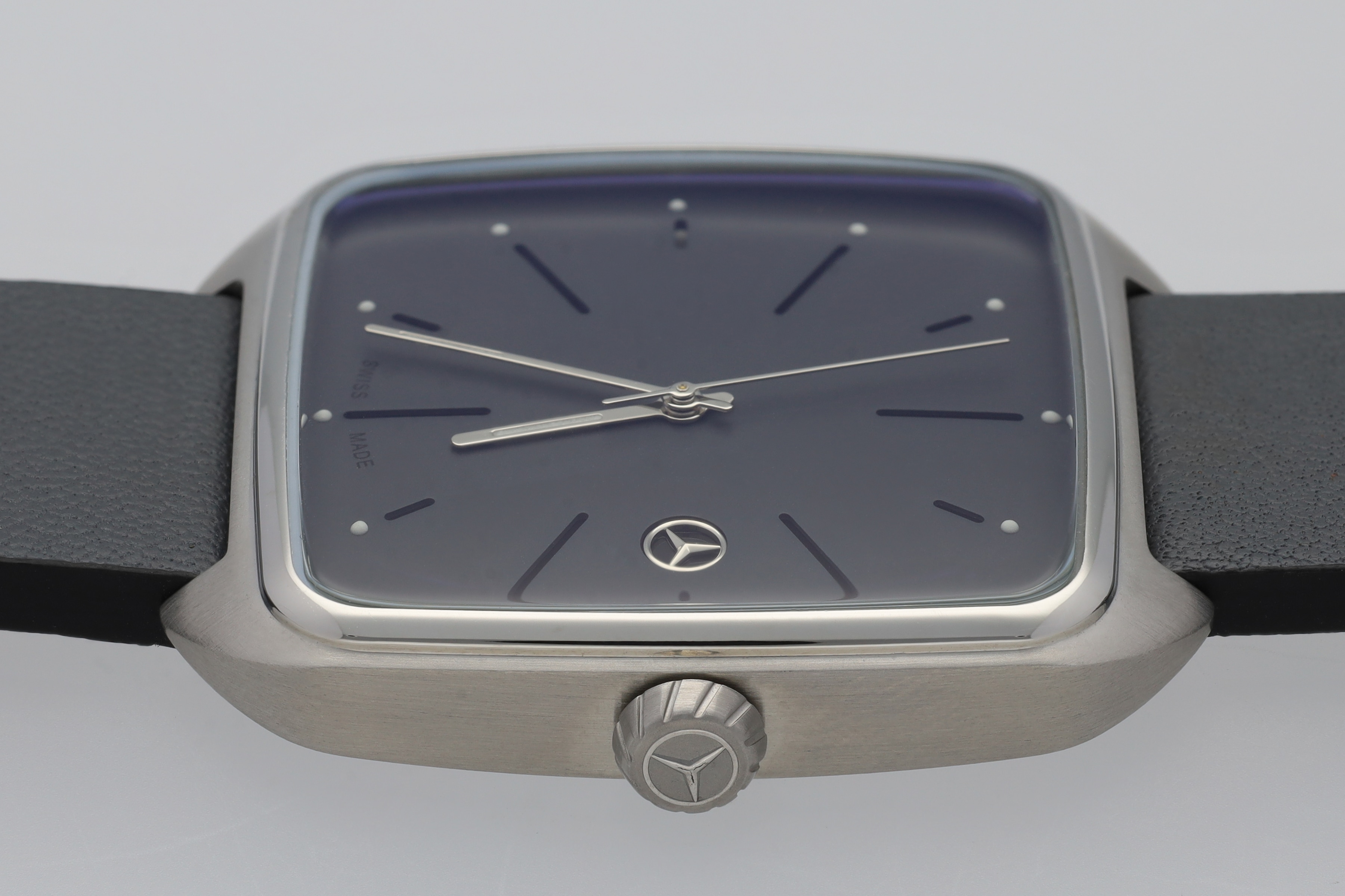 Men's wristwatch, Modern - anthracite / silver-coloured / black, Stainless steel / Calfskin