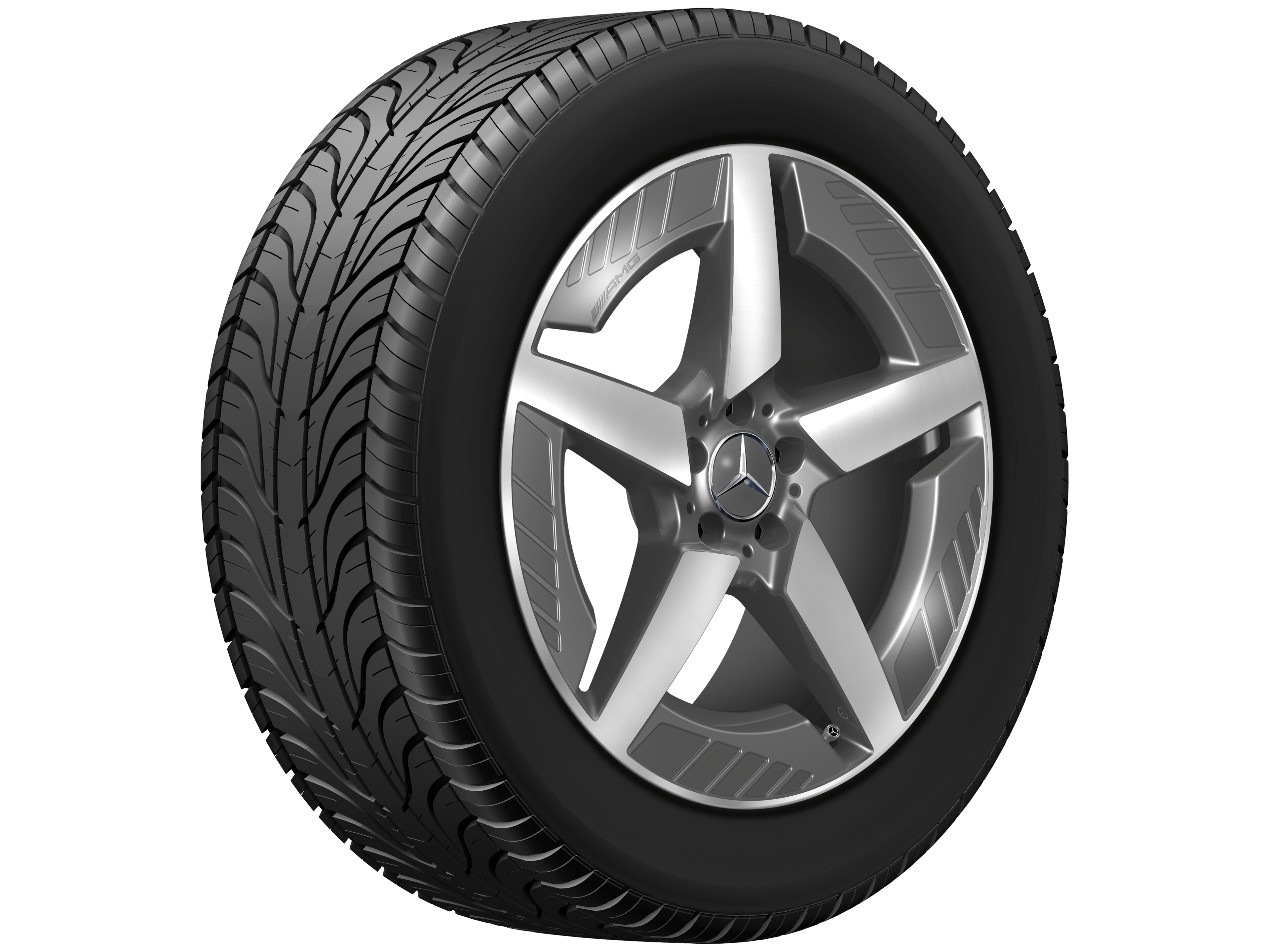 AMG light-alloy wheel, in 5-spoke design, 50.8 cm (20-inch) - 9 J x 20 ET 57,1, tantalite grey, high-sheen