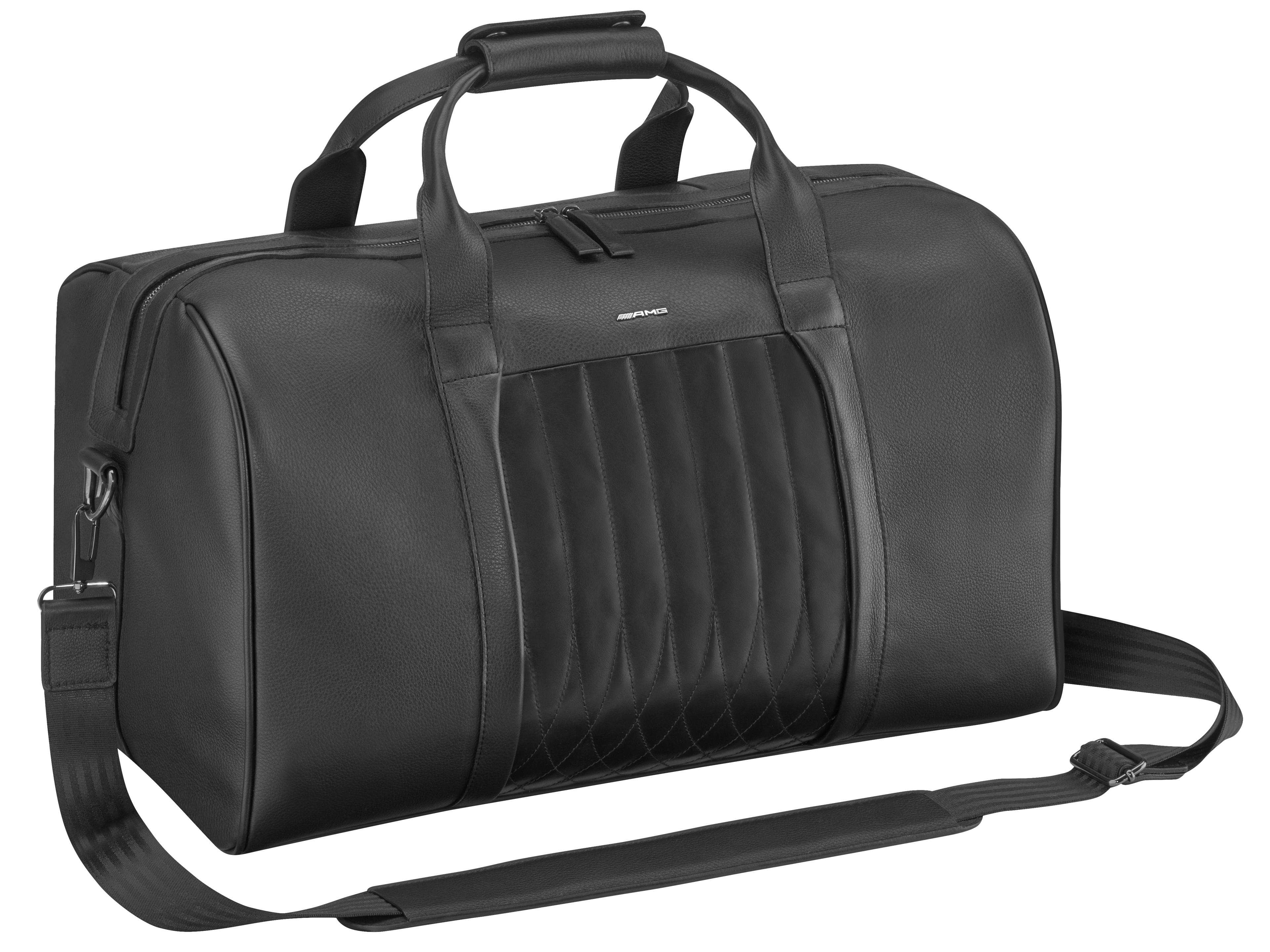 AMG weekend bag - black, Leather / Polyester
