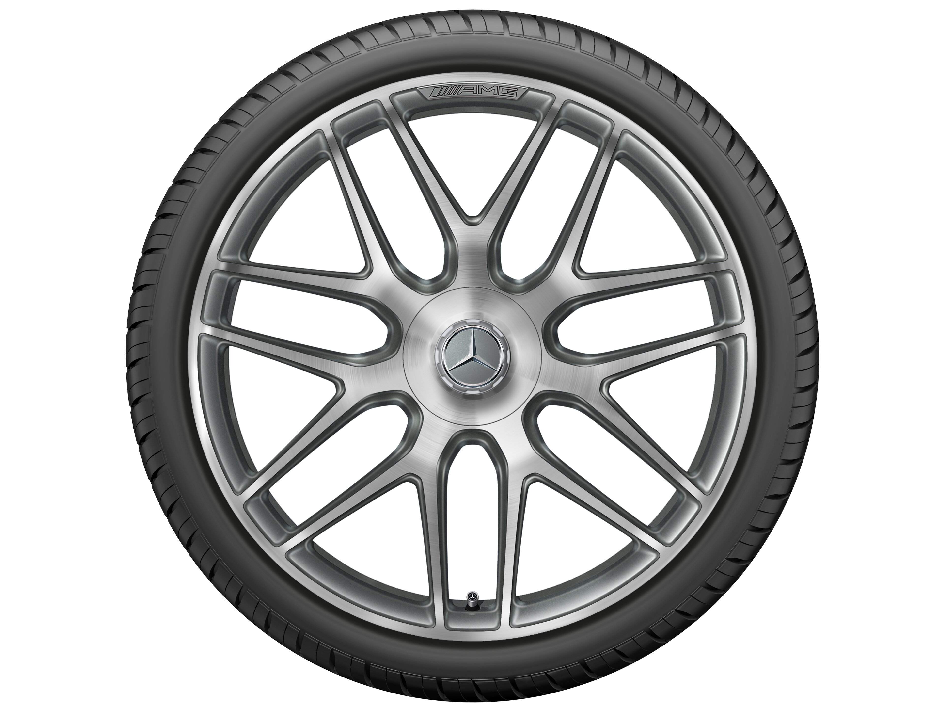 AMG forged wheel in cross-spoke design, 55.9 cm (22-inch) - 11,5 J x 22 ET 53, titanium grey, high-sheen