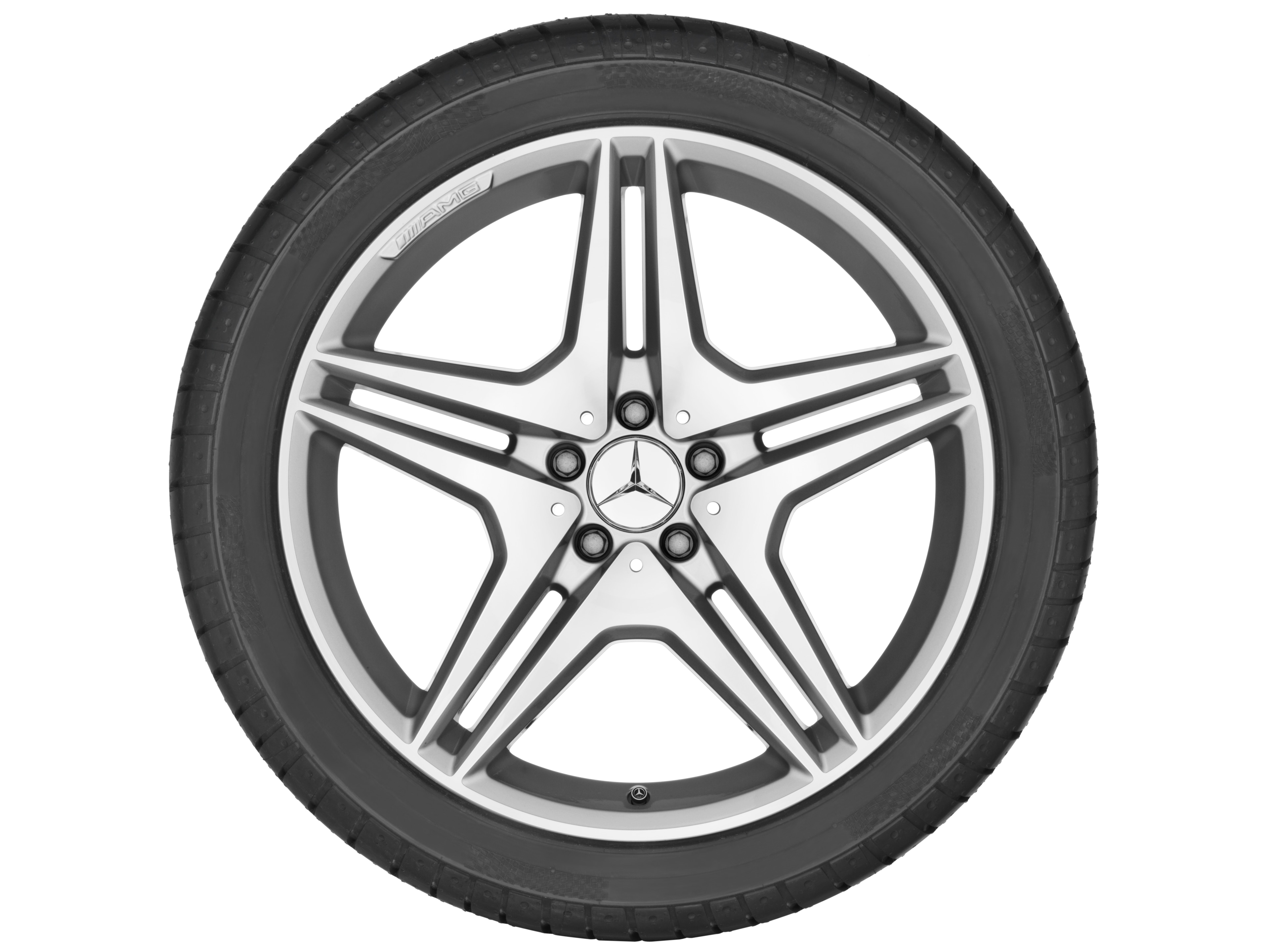 AMG 5-twin-spoke wheel, 50.8 cm (20-inch) - 8,5 J x 20 ET 43, silver-coloured, high-sheen