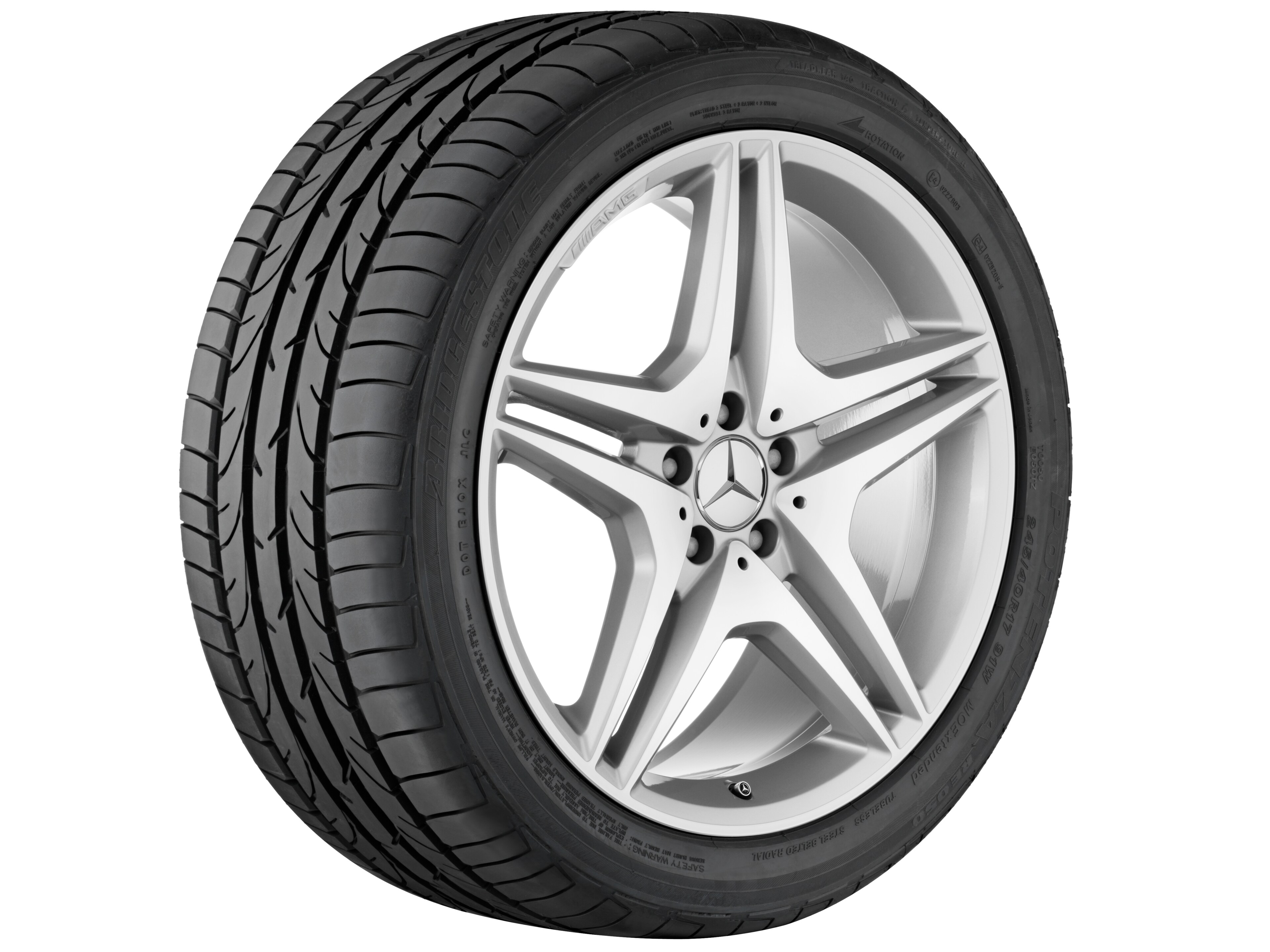 AMG 5-twin-spoke wheel, 50.8 cm (20-inch) - 8,5 J x 20 ET 43, silver-coloured, high-sheen