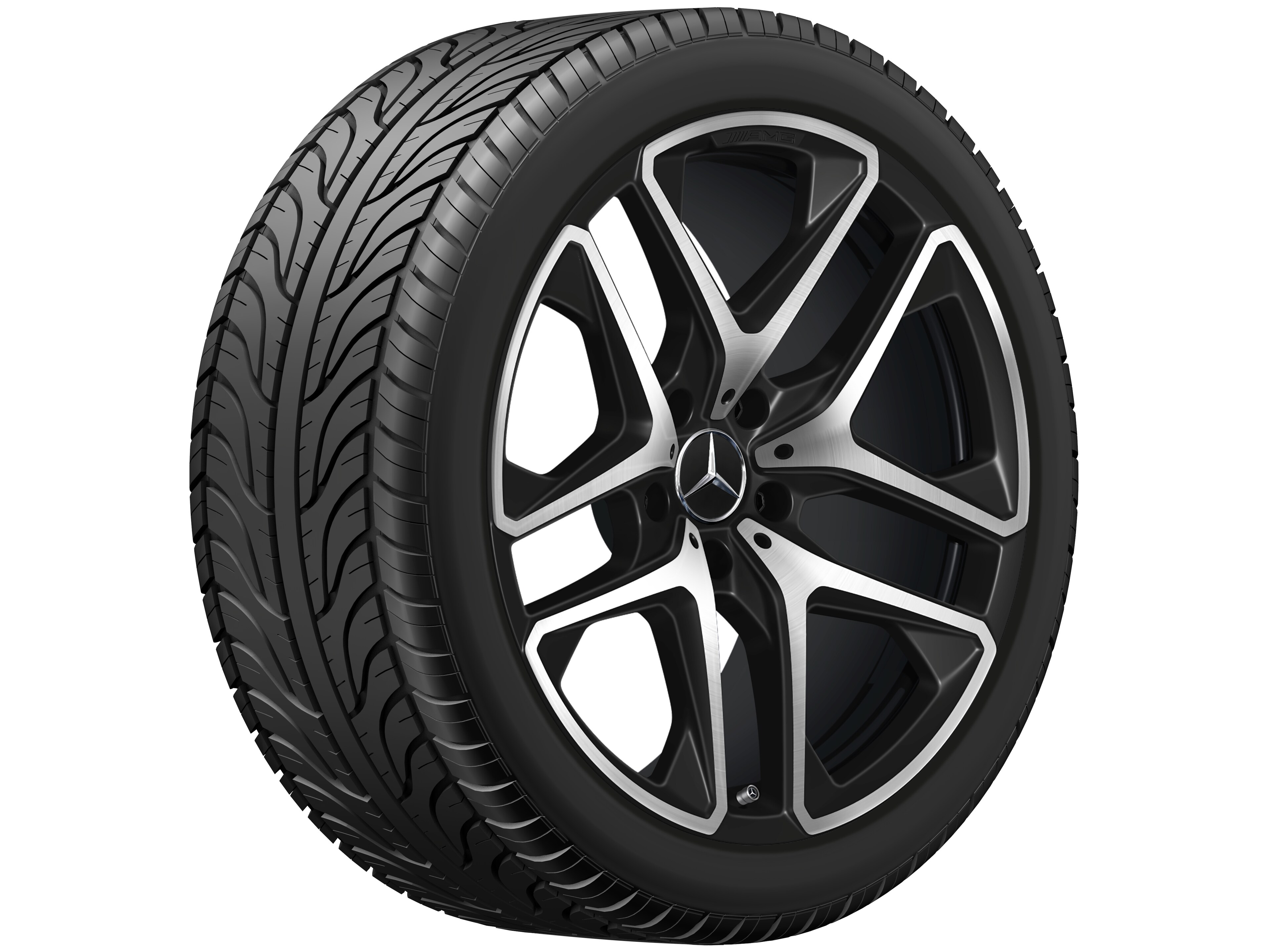 AMG 5-twin-spoke wheel, 53.3 cm (21-inch) - 10 J x 21 ET 33, matt black, high-sheen