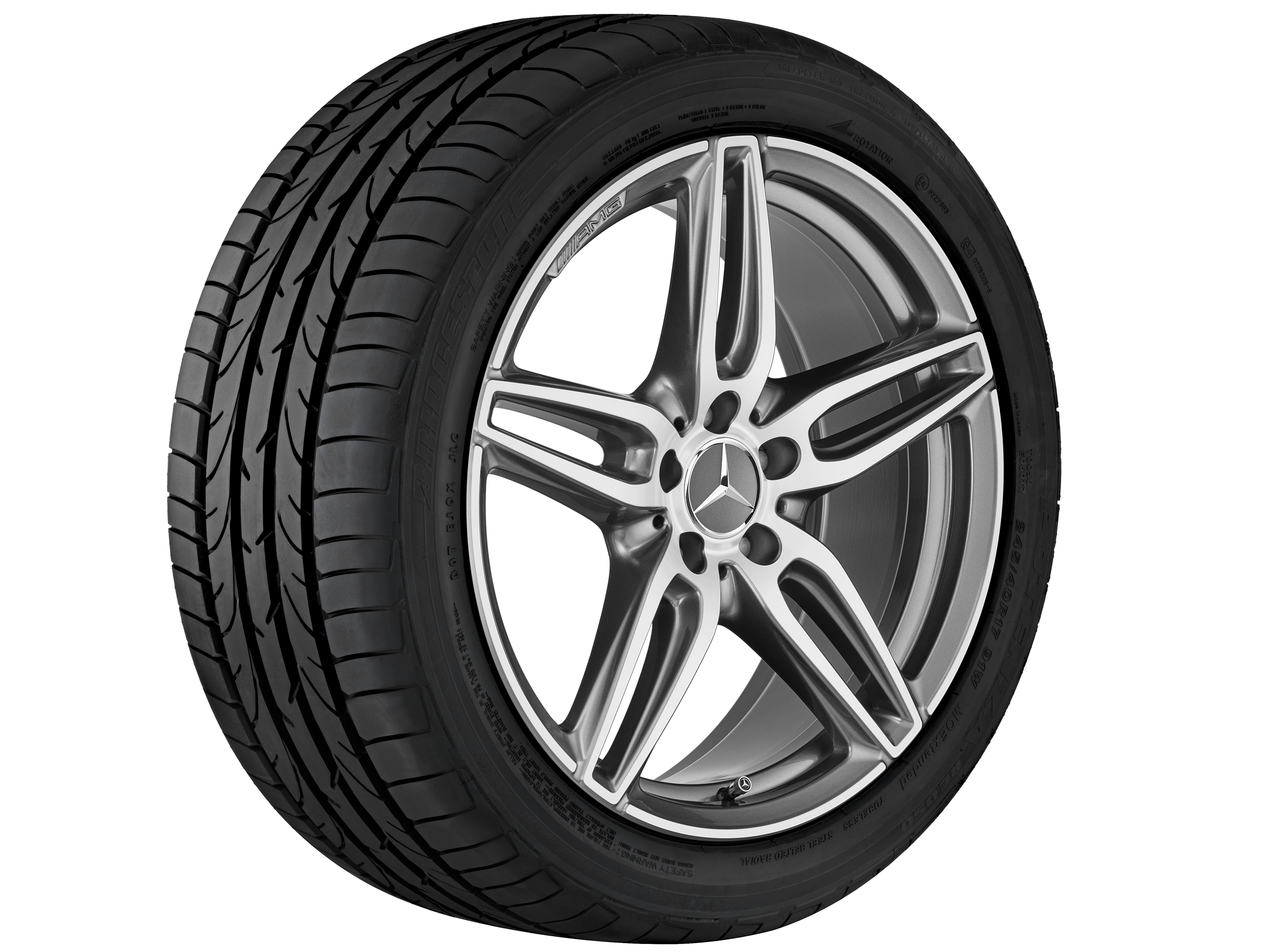 AMG 5-twin-spoke wheel, 48.3 cm (19-inch) - 8 J x 19 ET 20, titanium grey, high-sheen