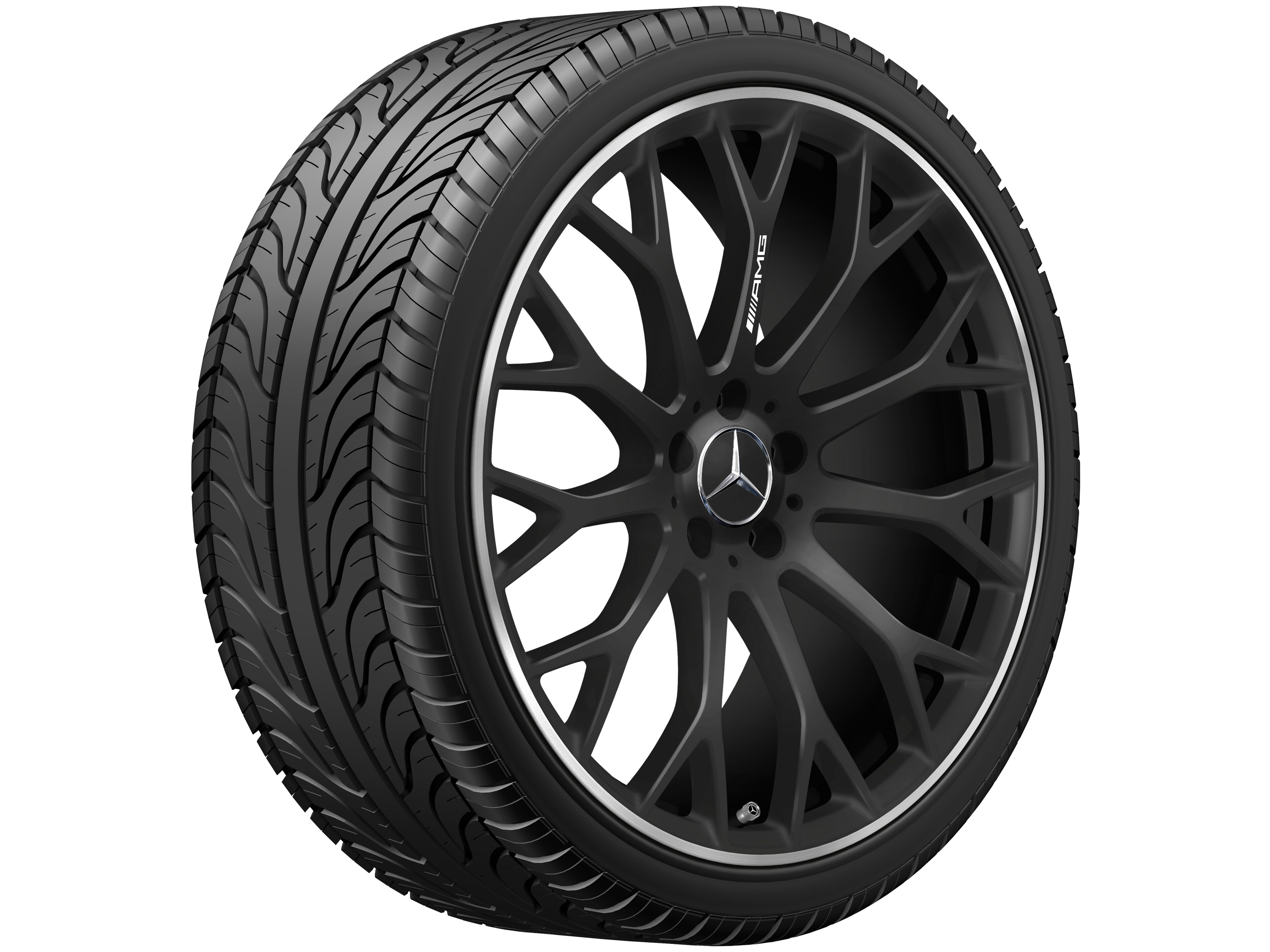 AMG cross-spoke wheel, 53.3 cm (21-inch) - 11 J x 21 ET 67, matt black, high-sheen rim flange
