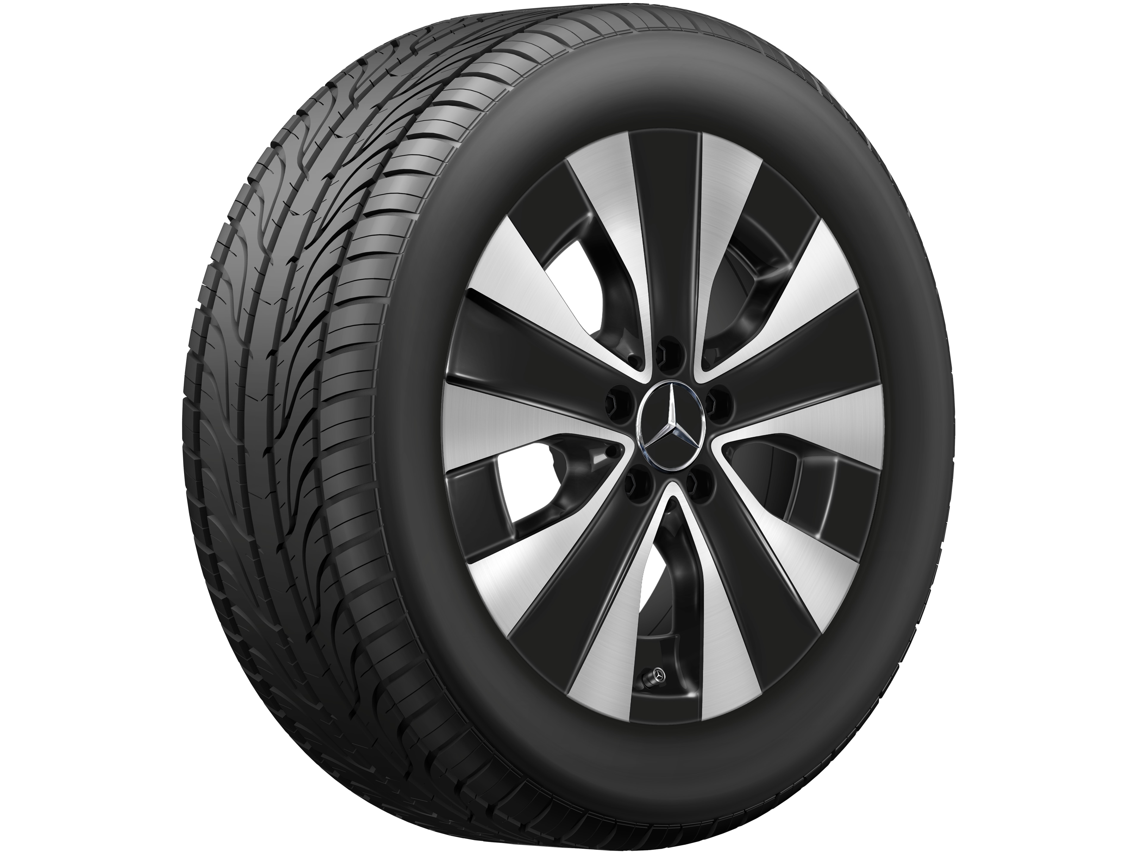 5-spoke wheel, 43.2 cm (17-inch), Aero - 7 J x 17 ET 51, black, high-sheen