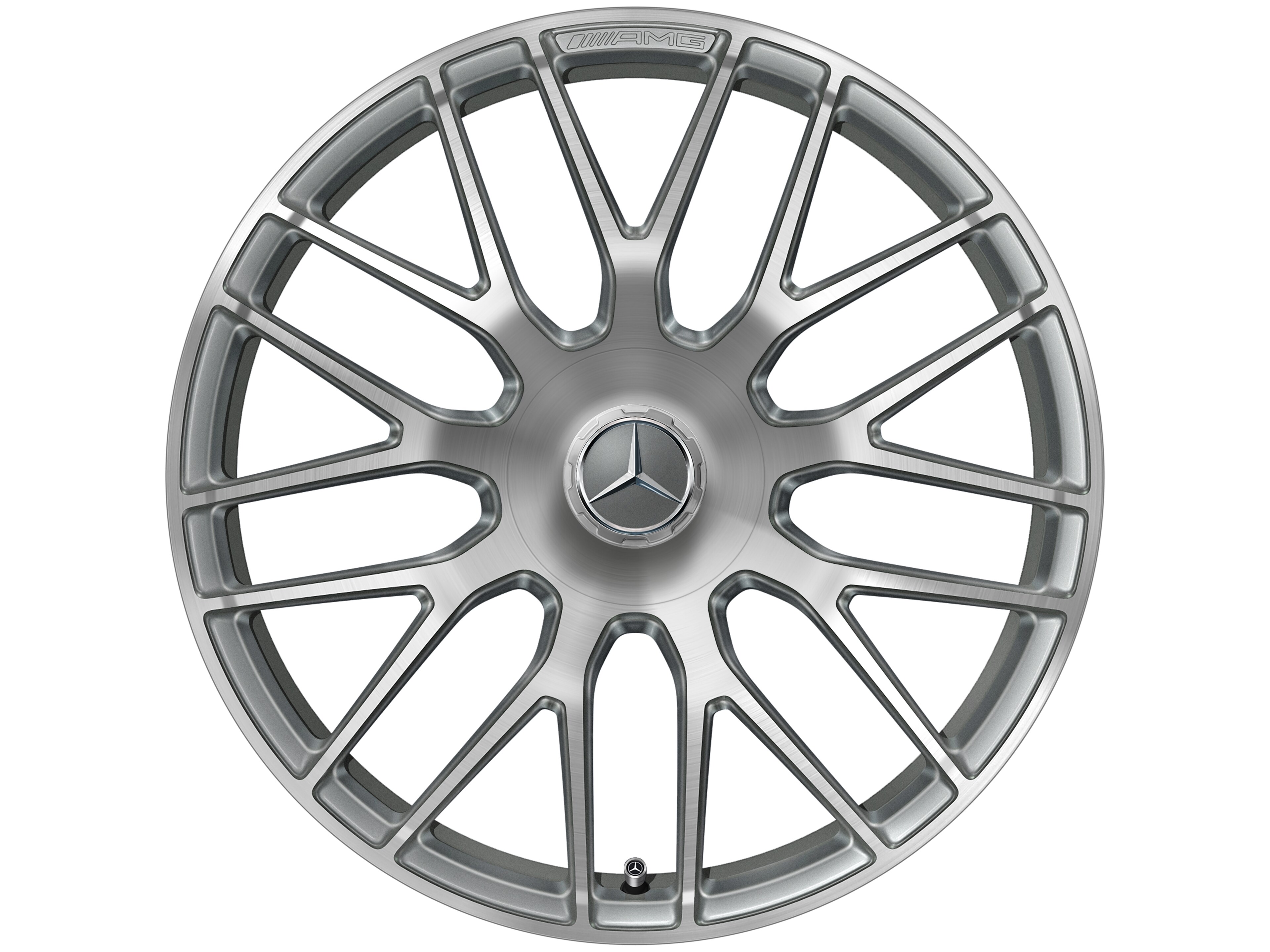 AMG forged wheel in cross-spoke design, 48.3 cm (19-inch) - 9,5 J x 19 ET 56, titanium grey, high-sheen