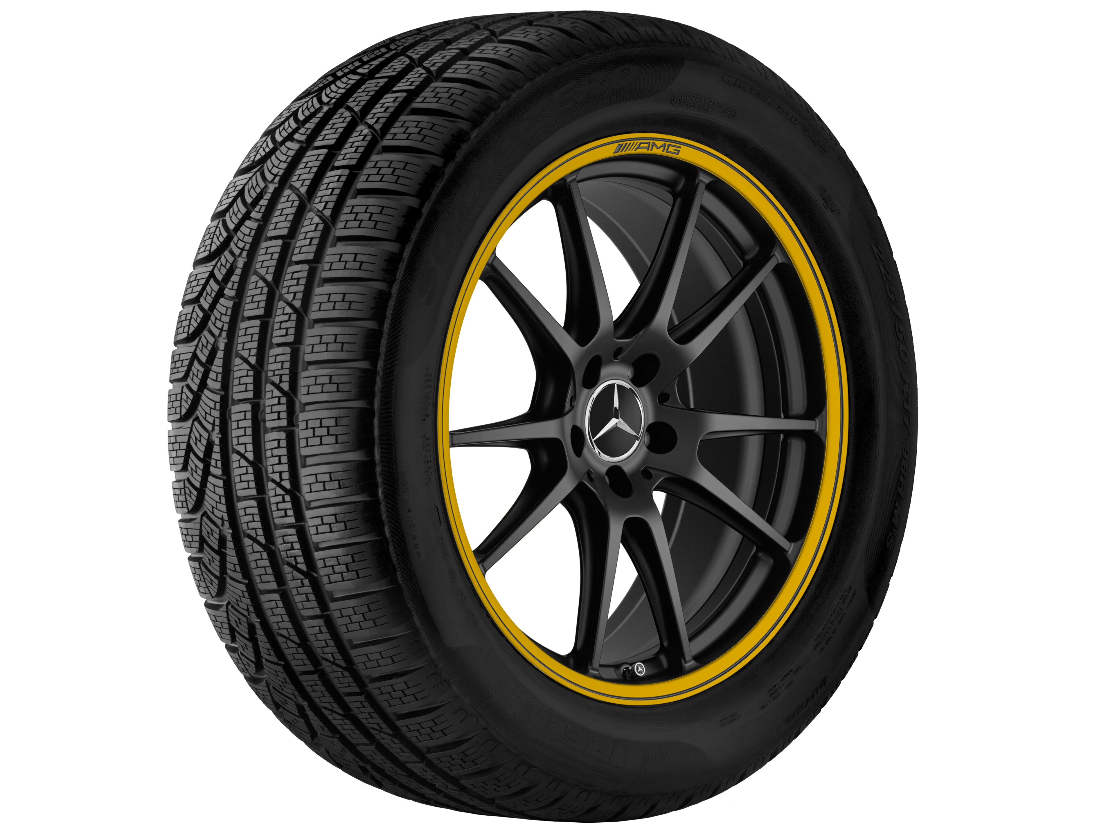AMG forged wheel in 5-twin-spoke design, 50.8 cm (20-inch), Rim flange, painted yellow - 10,5 J x 20 ET 57, matt black, high-sheen